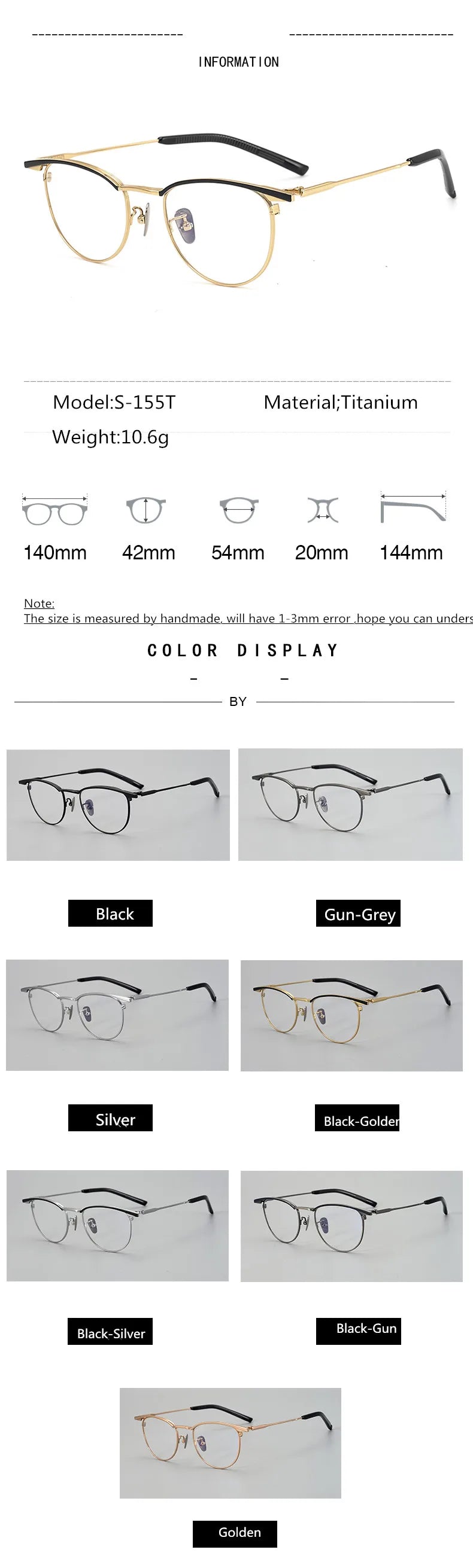 Aimee Unisex Full Rim Brow Line Oval Titanium Eyeglasses 19155 - Lightweight Durable Frame for Men & Women - Perfect for Reading, Working & Fashion Accessories