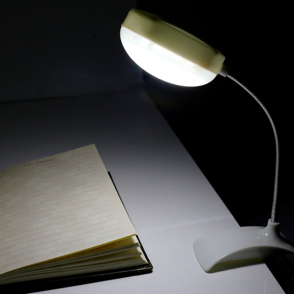 Flexible LED Clip-On Desk Lamp - Adjustable Brightness Reading Light for Study, Bedroom, Office & Laptop Workspace - White Task Lighting for Books, Computers & Nighttime Use