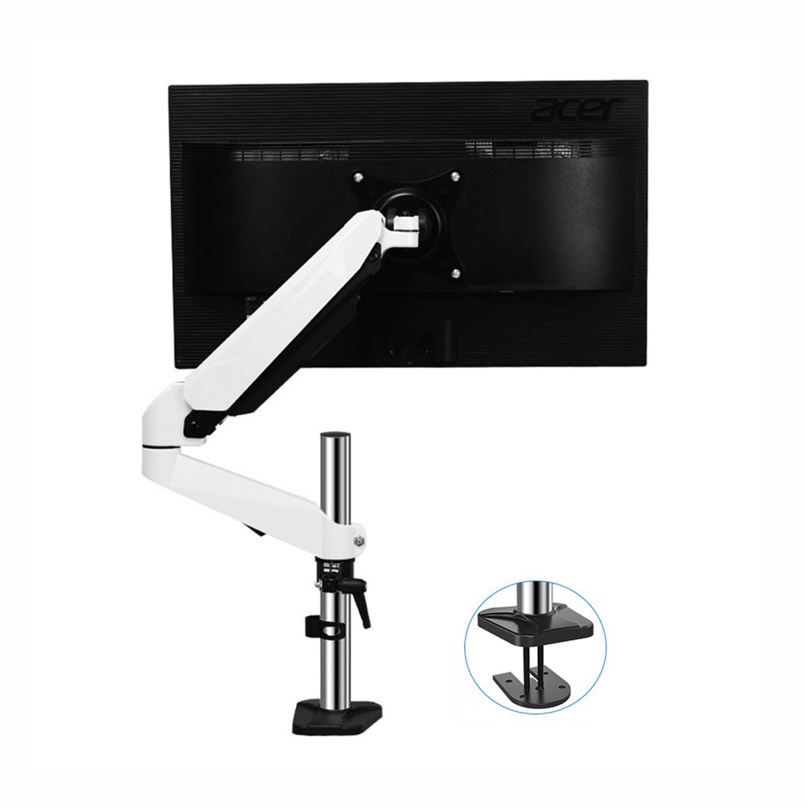 Adjustable Gas Spring Single Monitor Arm Stand for 15-32 Inch Screens (4.4-17.6 lbs) - Ergonomic VESA Desk Mount with Grommet Base & 300mm Bracket - Perfect for Home Office, Gaming Setup & Workspace Organization