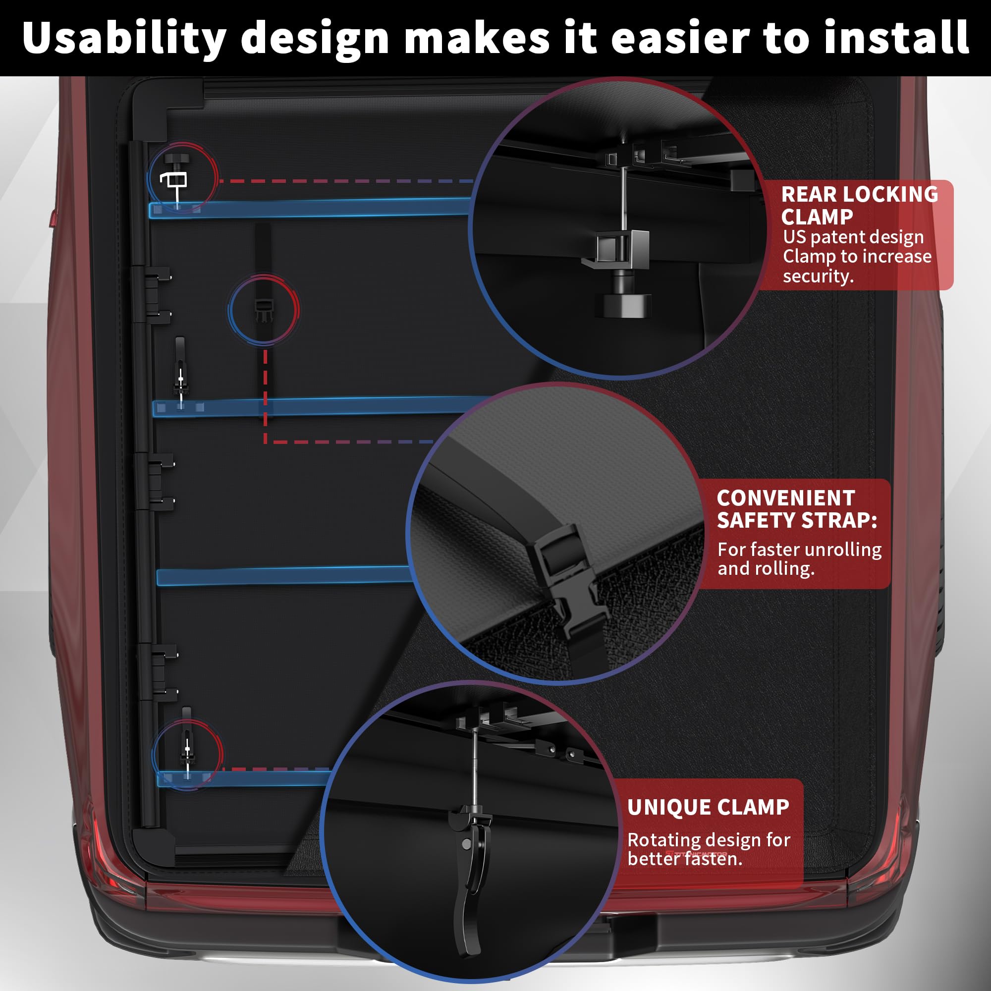 Soft Quad Truck Bed Tonneau Cover for 2009-2025 Dodge Ram 1500 Fleetside (No Ram Box) | 4-Fold Design | 5.7FT/67.4Inch | Weatherproof & Secure Cargo Protection | Perfect for Camping, Work & Outdoor Adventures