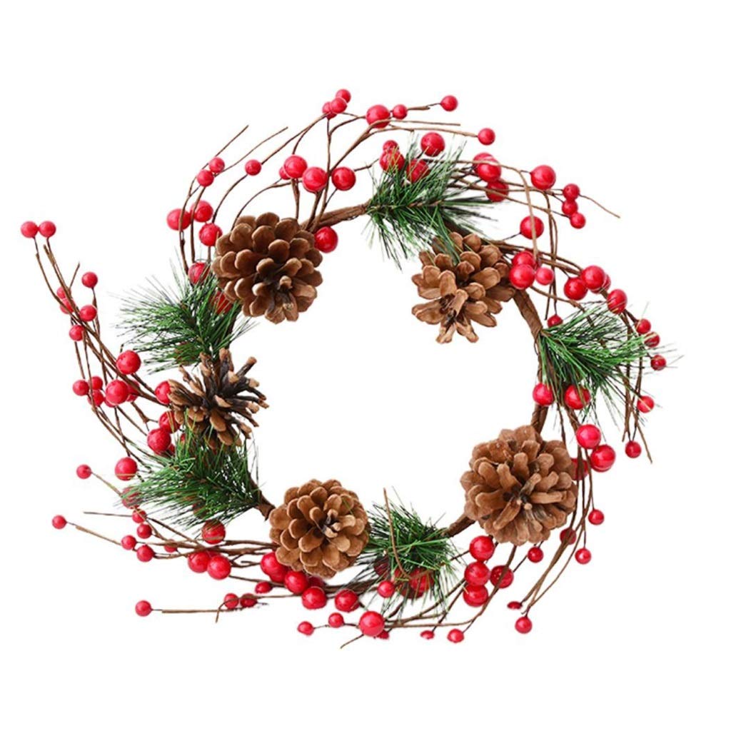 UXZDX Christmas Wreath with Pine Cones & Rattan Bells - Holiday Door Hanging Decor for Christmas, Thanksgiving & New Year - Perfect for Front Door, Mantel & Holiday Party Decorations
