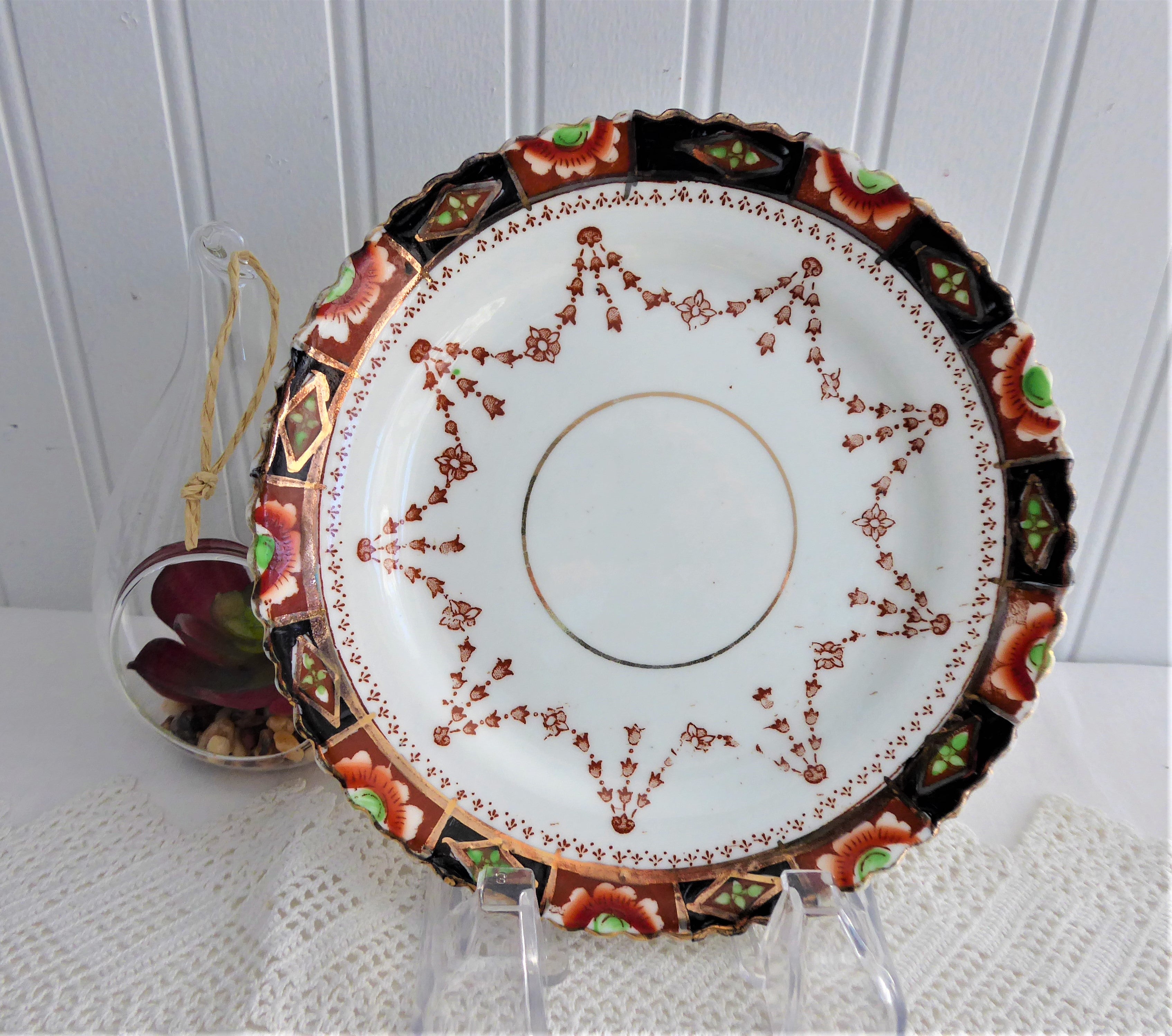Antique Imari Sevres Teacup Trio Set - Victorian Era Bone China (1880-1890s) - Downton Abbey Style - Perfect for Afternoon Tea, Collecting & Home Decor