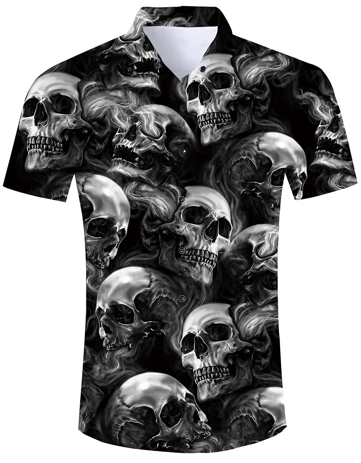 Raisevern Men's Slim Fit Short Sleeve Button Down Shirt - Casual Hawaiian Aloha Beach Shirt for Summer Vacation, Holiday Party & Tropical Outfits