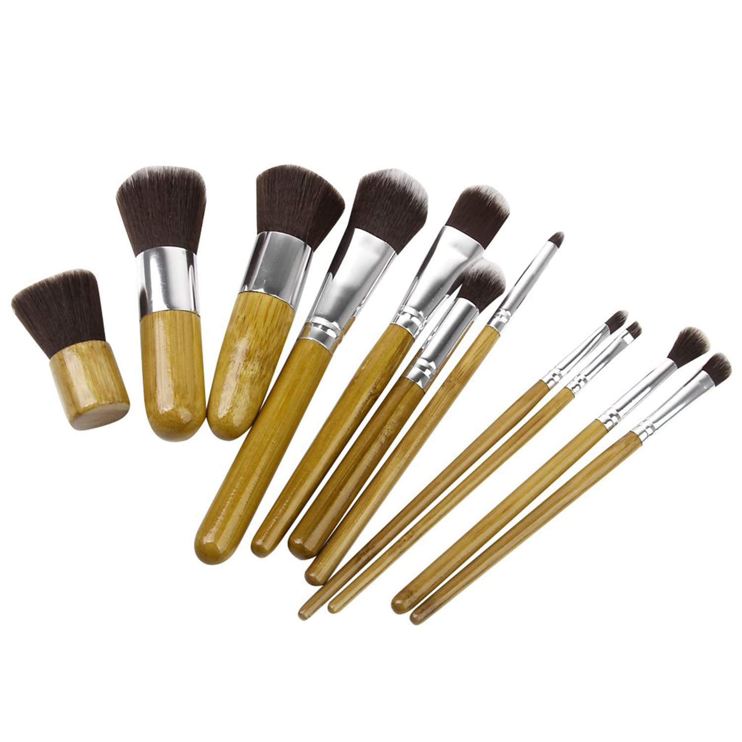 ClubComfort Professional 11-Piece Makeup Brush Set - Wooden Handle Foundation, Powder, Cream, Bronzer, Concealer & Contour Brushes with Travel Case - Perfect for Everyday Makeup, Travel & Professional Use