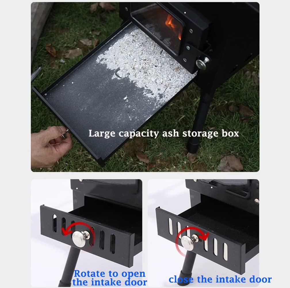 Portable Folding Wood Burning Stove with Stainless Steel Chimney - Outdoor Camping Heater for Tents, Backpacking & Survival Gear | Cold Rolled Steel Construction | Perfect for Hiking, Hunting & Emergency Heating