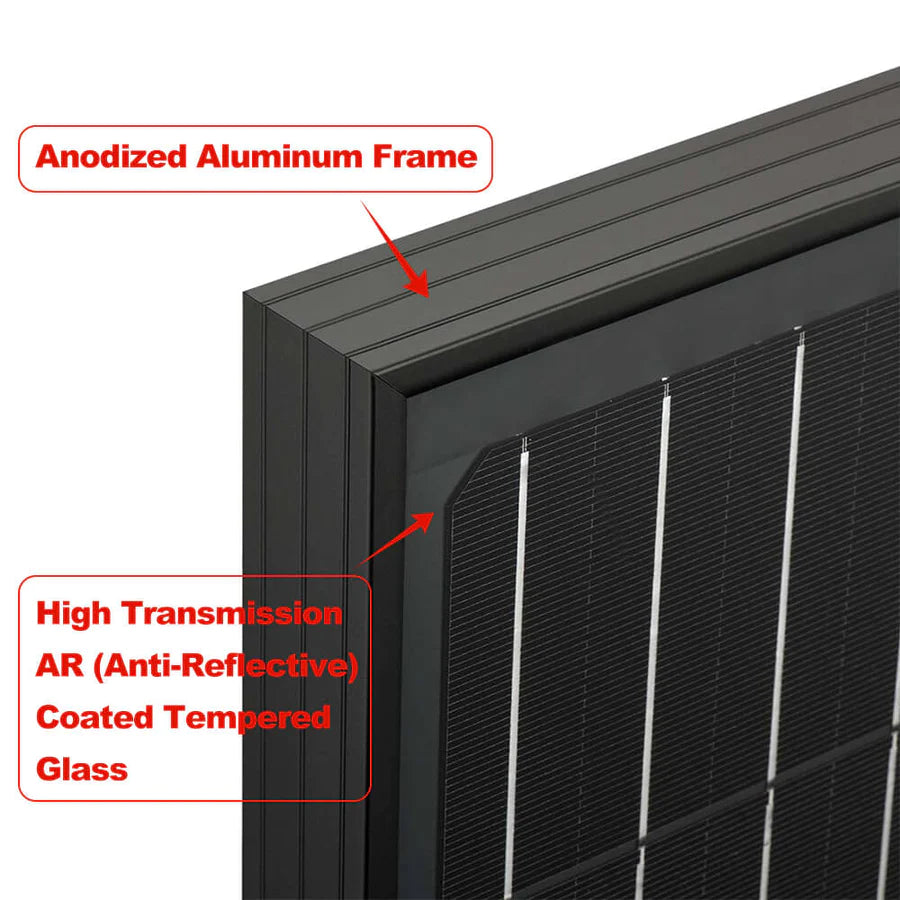 Rich Solar MEGA 100 Watt ONYX Black Monocrystalline Solar Panel - High Efficiency Portable Solar Panel for RV, Boat, Off-Grid & Emergency Power Use