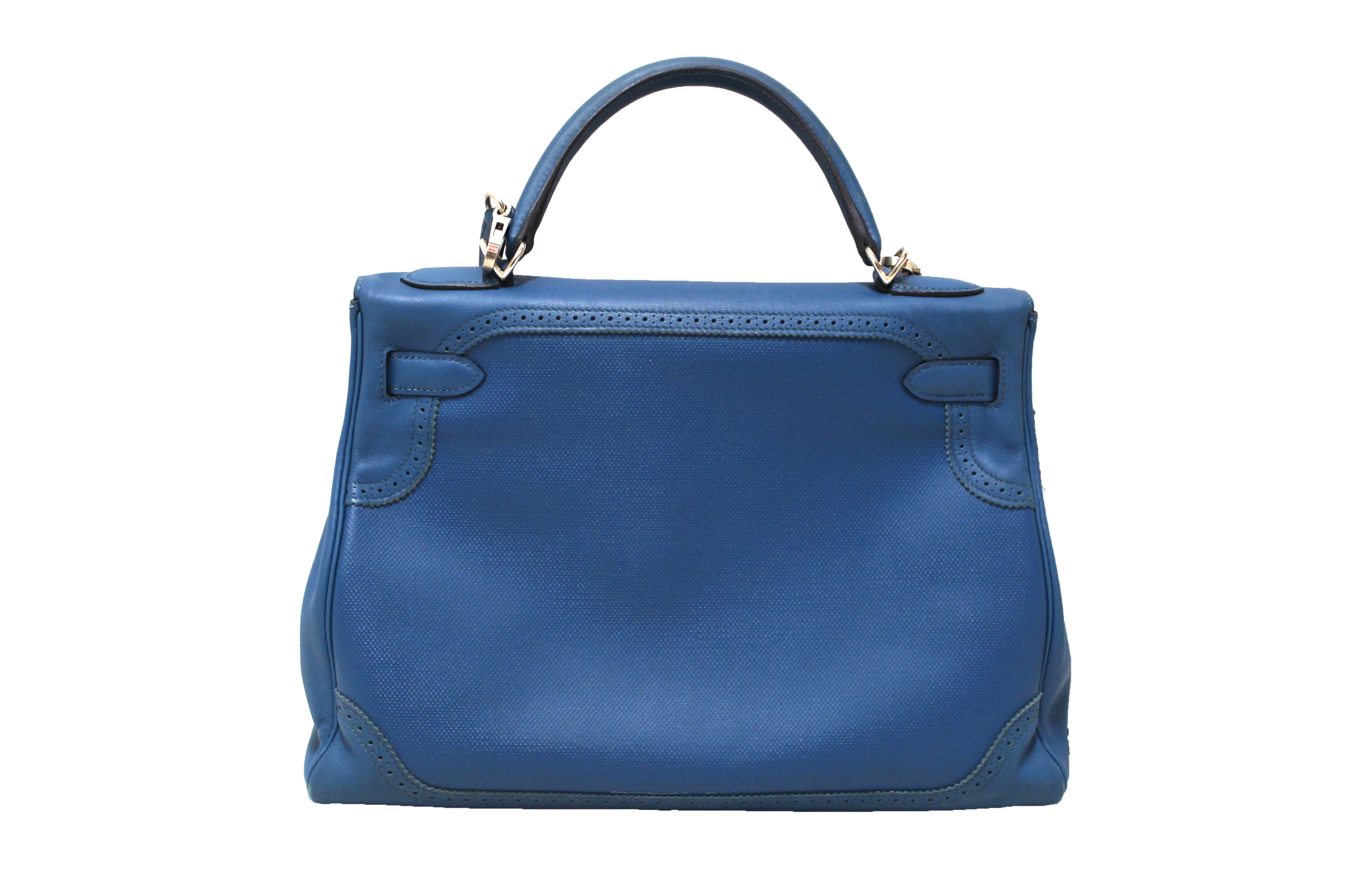 Authentic Hermes Bleu Colvert Leather Kelly 28 Lace Bag - Luxury Handbag for Women, Perfect for Parties, Weddings & Special Occasions