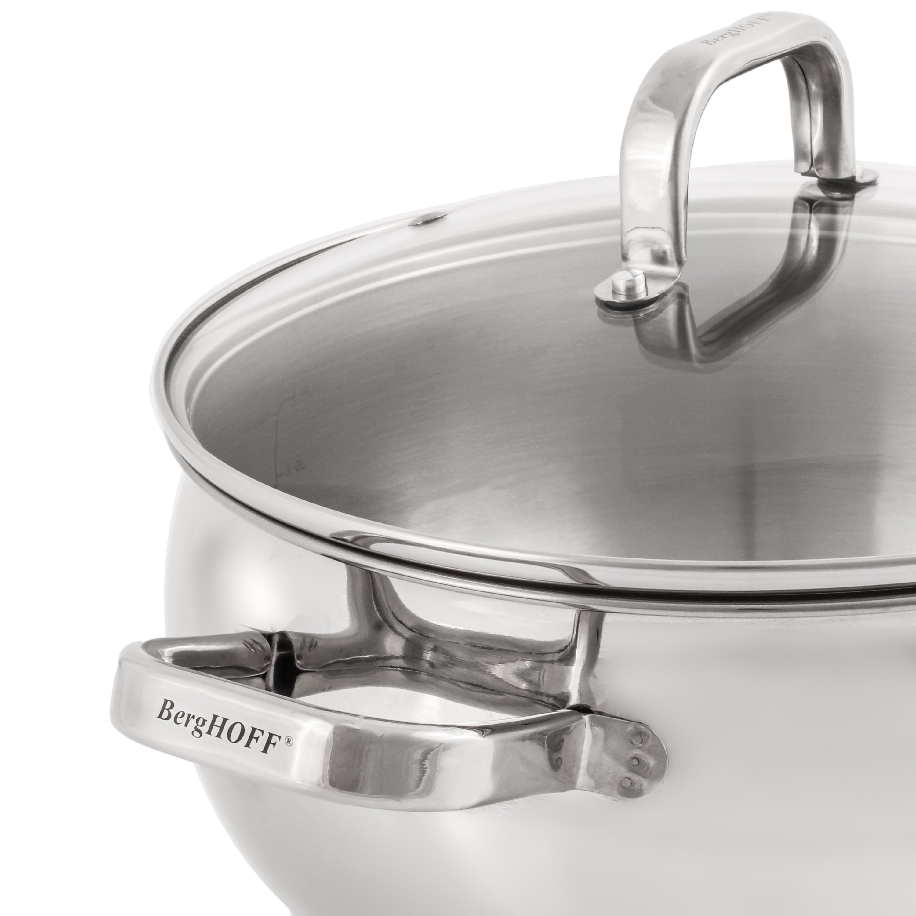 BergHOFF Belly Shape 3-Piece 18/10 Stainless Steel Steamer Set with Glass Lid - Perfect for Healthy Cooking, Meal Prep & Vegetables - Ideal for Stovetop, Induction & Gas Cooktops