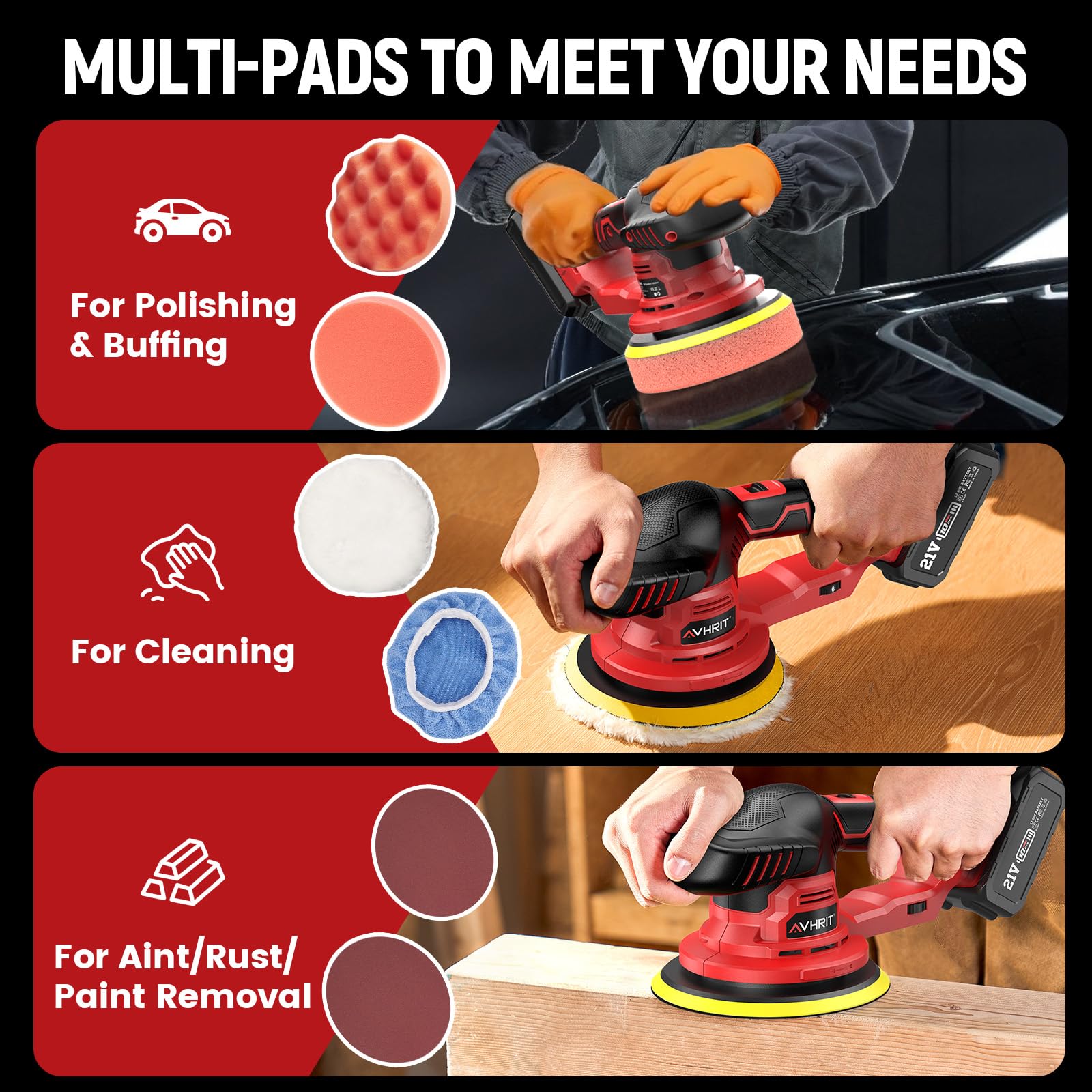 **Upgraded Cordless Polisher with 2x4.0Ah Batteries – 6-Speed Adjustable (5500 RPM) – Car Buffer & Waxing Kit for Auto Detailing, Boat Sanding & Polishing – Includes Tool Bag (Perfect for DIY Car Care & Marine Maintenance)**