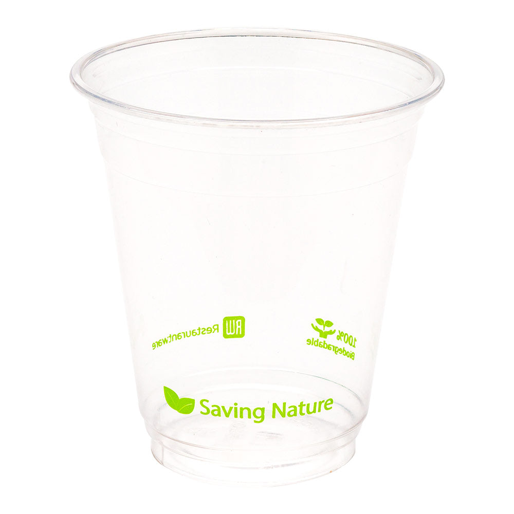 Eco-Friendly 12 oz Clear Compostable Plastic Drinking Cups - 100 Pack (3.75