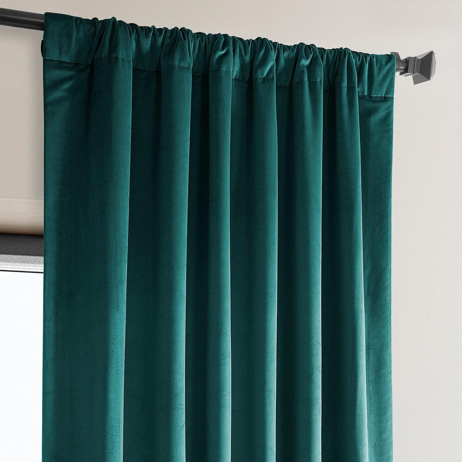 Deep Sea Teal Heritage Plush Velvet Blackout Curtains for Bedroom - Thermal Insulated Noise Reducing Window Drapes for Living Room & Nursery