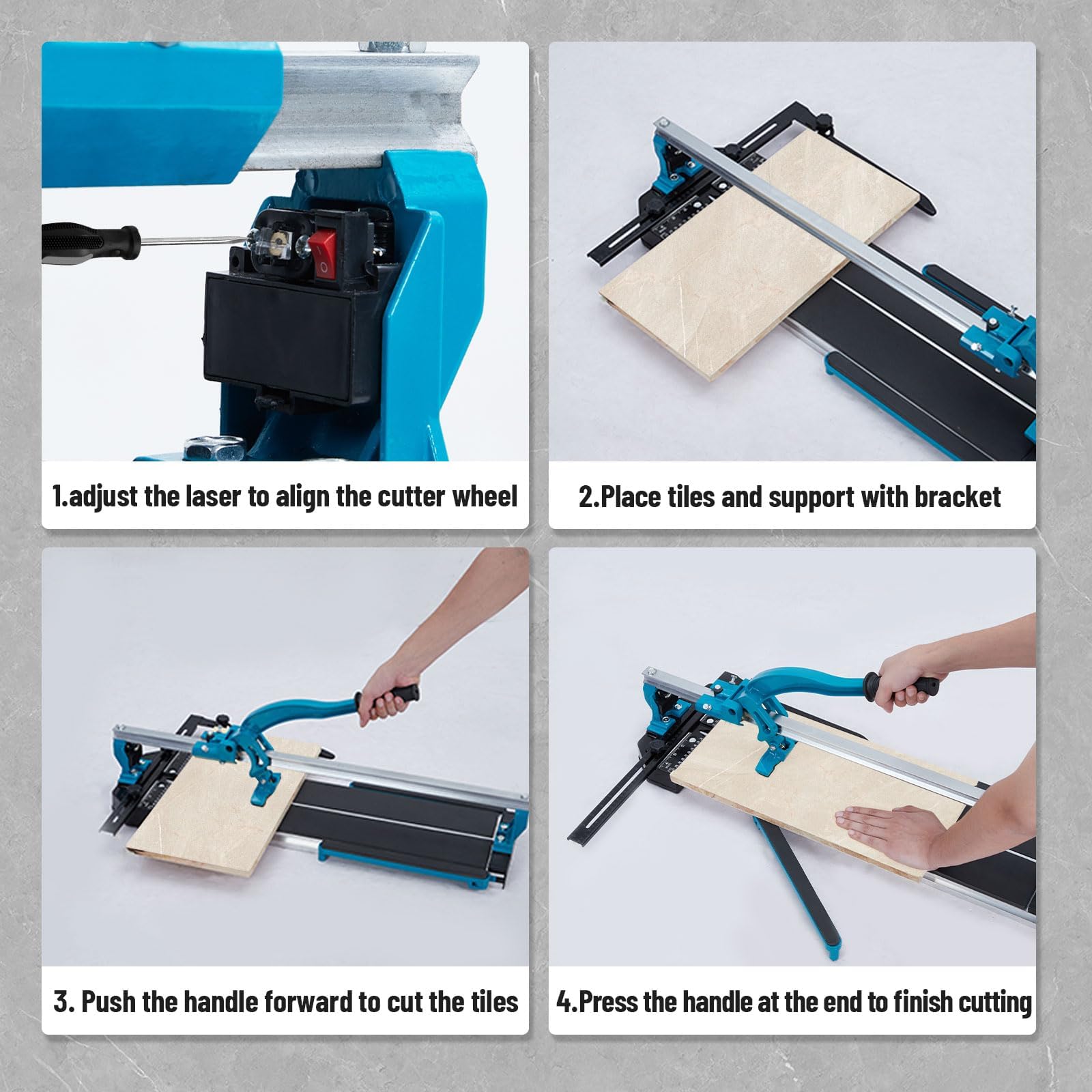24/32/48 Inch Manual Tile Cutter with Tungsten Carbide Wheel - Infrared Positioning for Precise Cutting - Perfect for DIY Home Renovation, Bathroom & Kitchen Tile Installation (24 Inch)