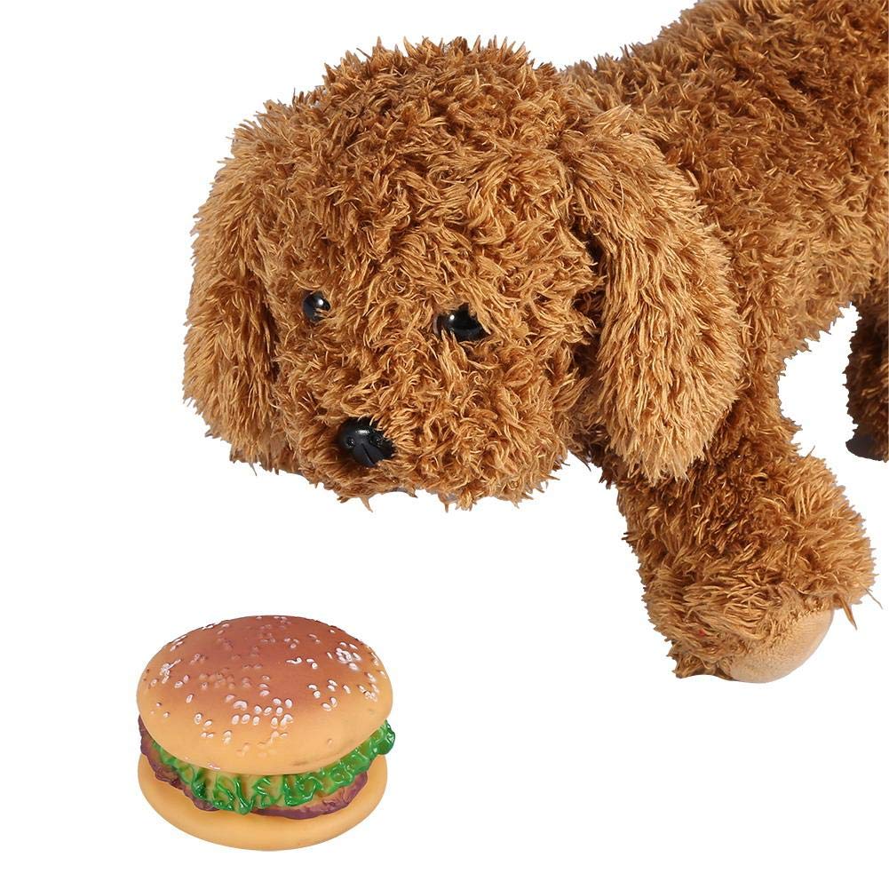 Fdit Pet Hamburger Chew Toys - Squeaky Dog Chew Toy for Puppies & Adult Dogs, Durable Hamburger-Shaped Food Toy with Fun Sound - Perfect for Teething, Playtime & Training