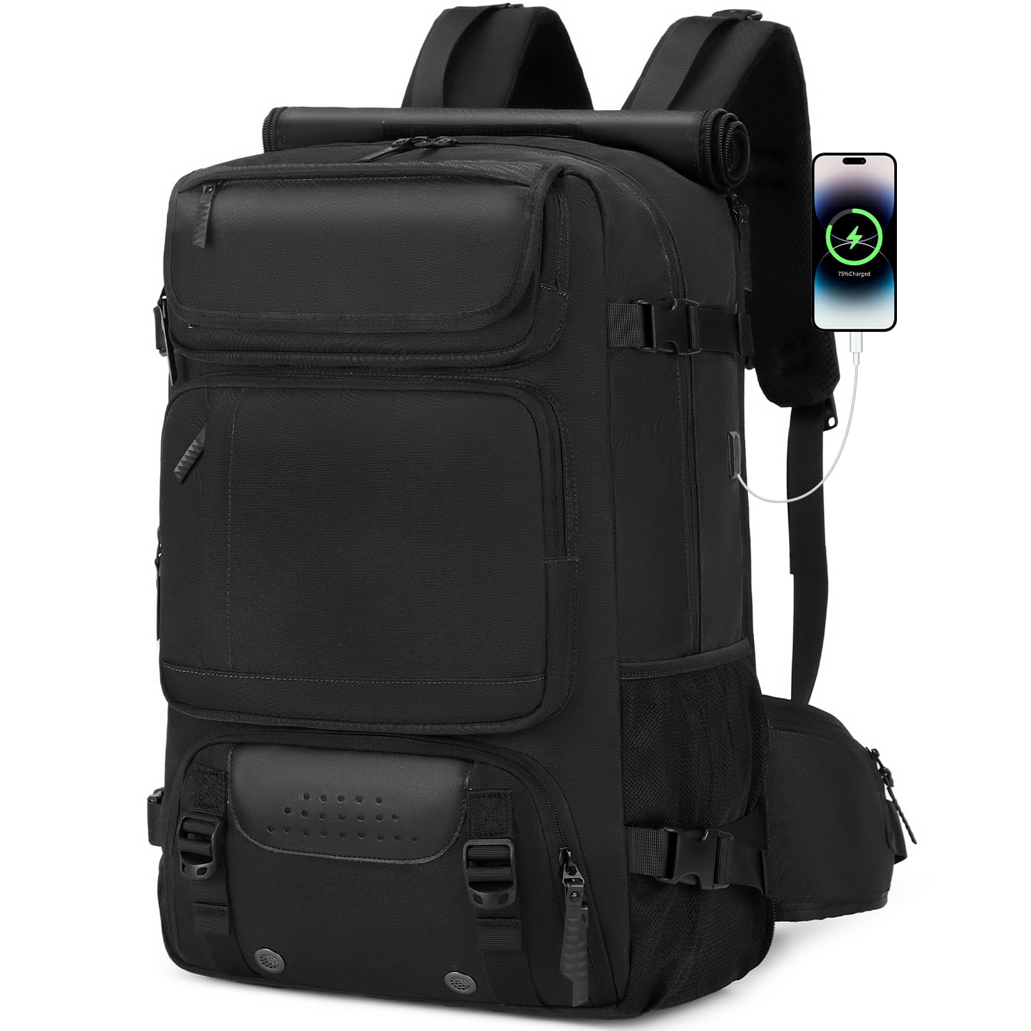 Airline Approved Carry On Travel Backpack for Men - Convertible Nylon Duffle Bag with Laptop Compartment (Black) | Perfect for Business Trips, Weekend Getaways & Air Travel