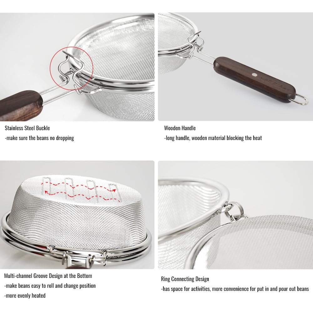 Portable Stainless Steel Coffee Roaster - Handheld Home Coffee Bean Roasting Tool for Espresso, French Press & Cold Brew | Perfect for Kitchen, Camping & Gifts