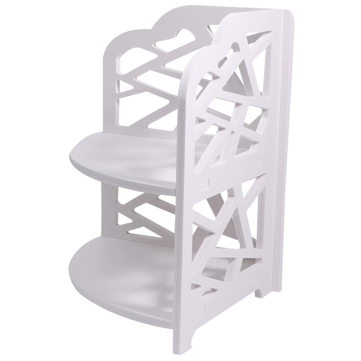 Cabilock White Wooden Corner Shelf - Bathroom Storage Rack, Shower Shelf Organizer with Hollow Design - Perfect for Small Spaces, Bathroom, Kitchen & Laundry Room Organization