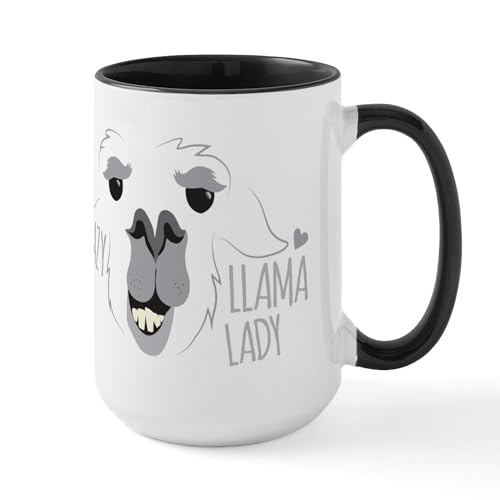 White/Black Inside - Crazy Llama Lady Mugs