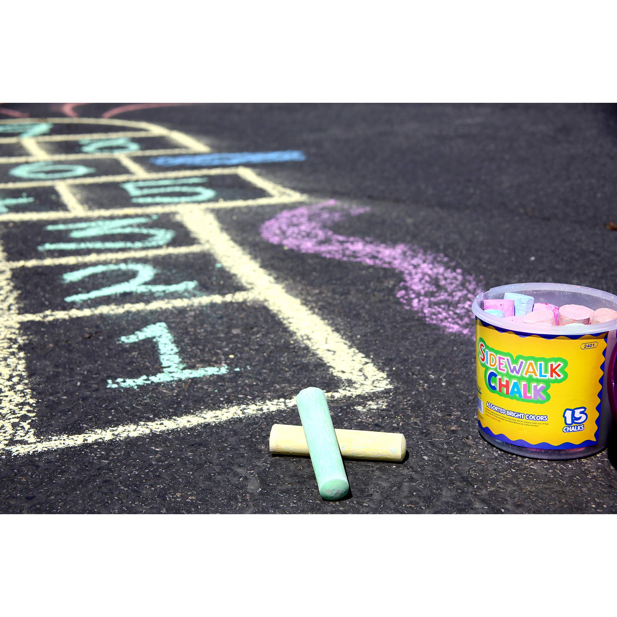 BAZIC Jumbo Color Chalk Set - 15 Vibrant Non-Toxic Chalk Sticks in Bucket for Kids, Teachers & Artists - Perfect for Sidewalk Drawing, Classroom Learning & Outdoor Activities