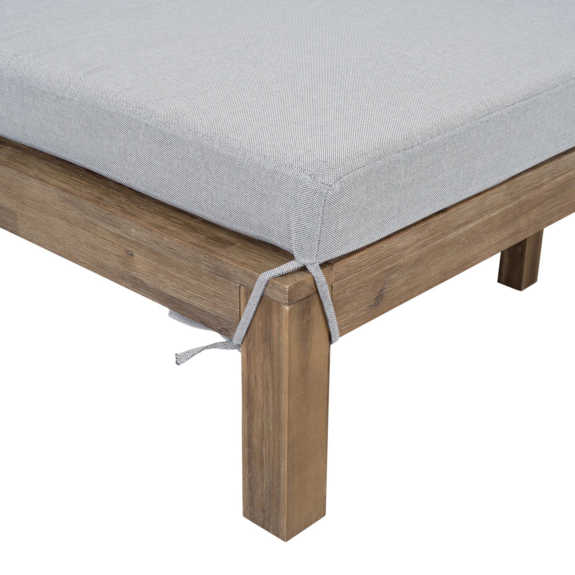 Farmhouse Style Wooden Outdoor Sunbed - 2 Person Daybed for Poolside, Garden & Backyard - Weather-Resistant Grey Wood Lounge Chair - Perfect for Relaxing, Sunbathing & Outdoor Lounging
