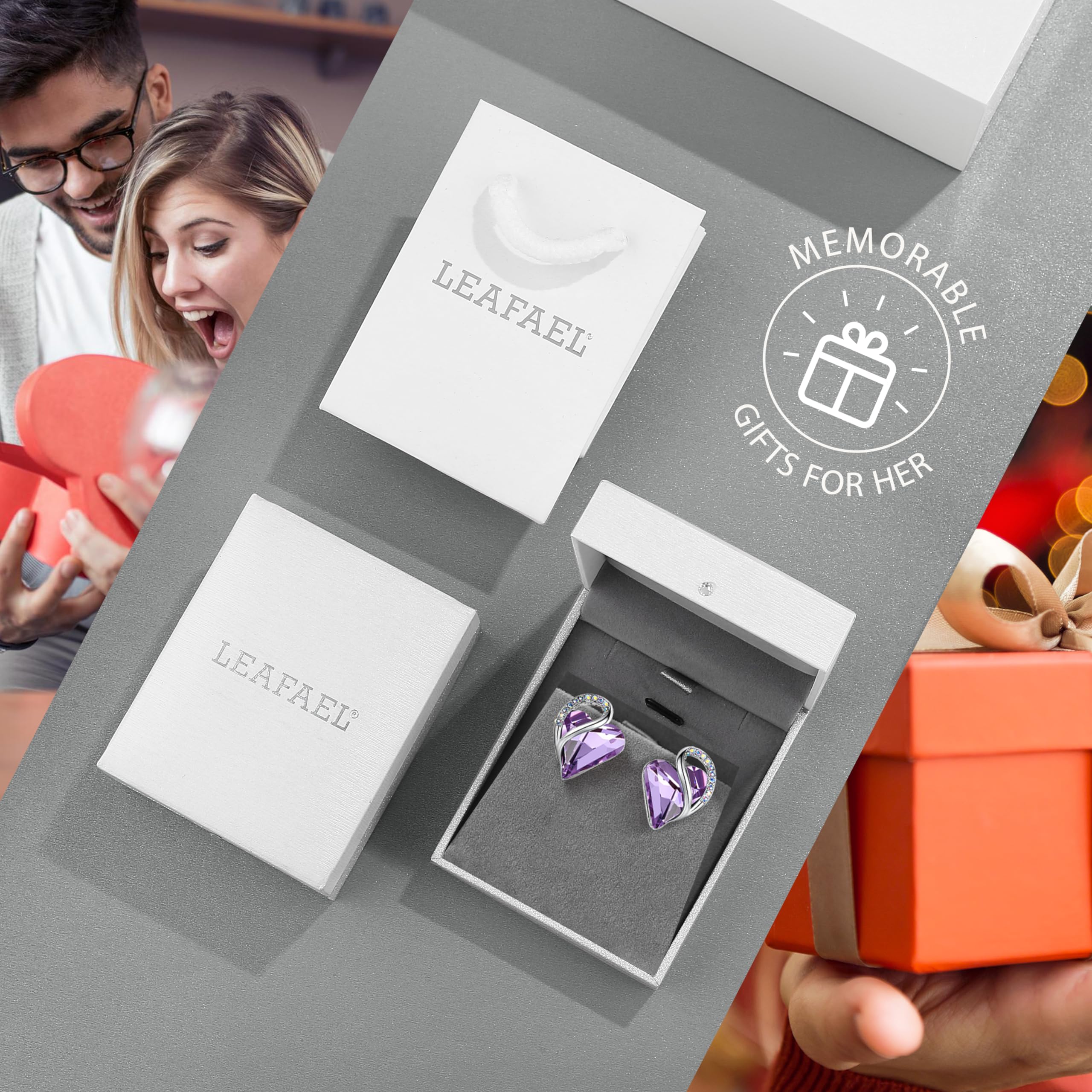 Leafael Infinity Love Heart Birthstone Crystal Stud Earrings for Women - Sterling Silver Fashion Jewelry | Perfect Holiday, Birthday Gift for Mother, Daughter, Wife, Sister | Great for Weddings, Anniversaries & Special Occasions