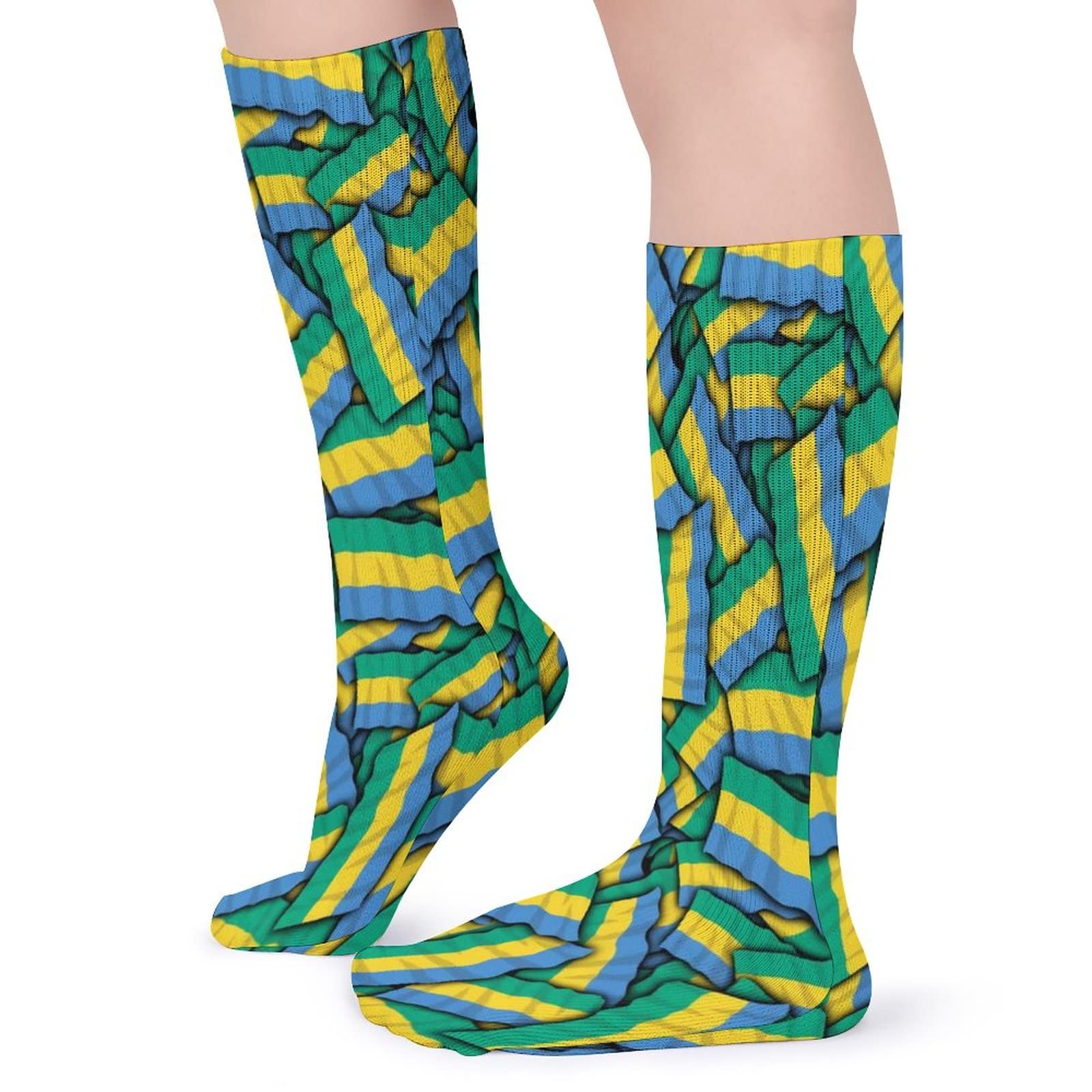 Gabon Flag Casual Socks - Moisture Wicking & Breathable Athletic Socks for Men & Women (5 Pairs) - Perfect for Running, Gym Workouts & Everyday Wear