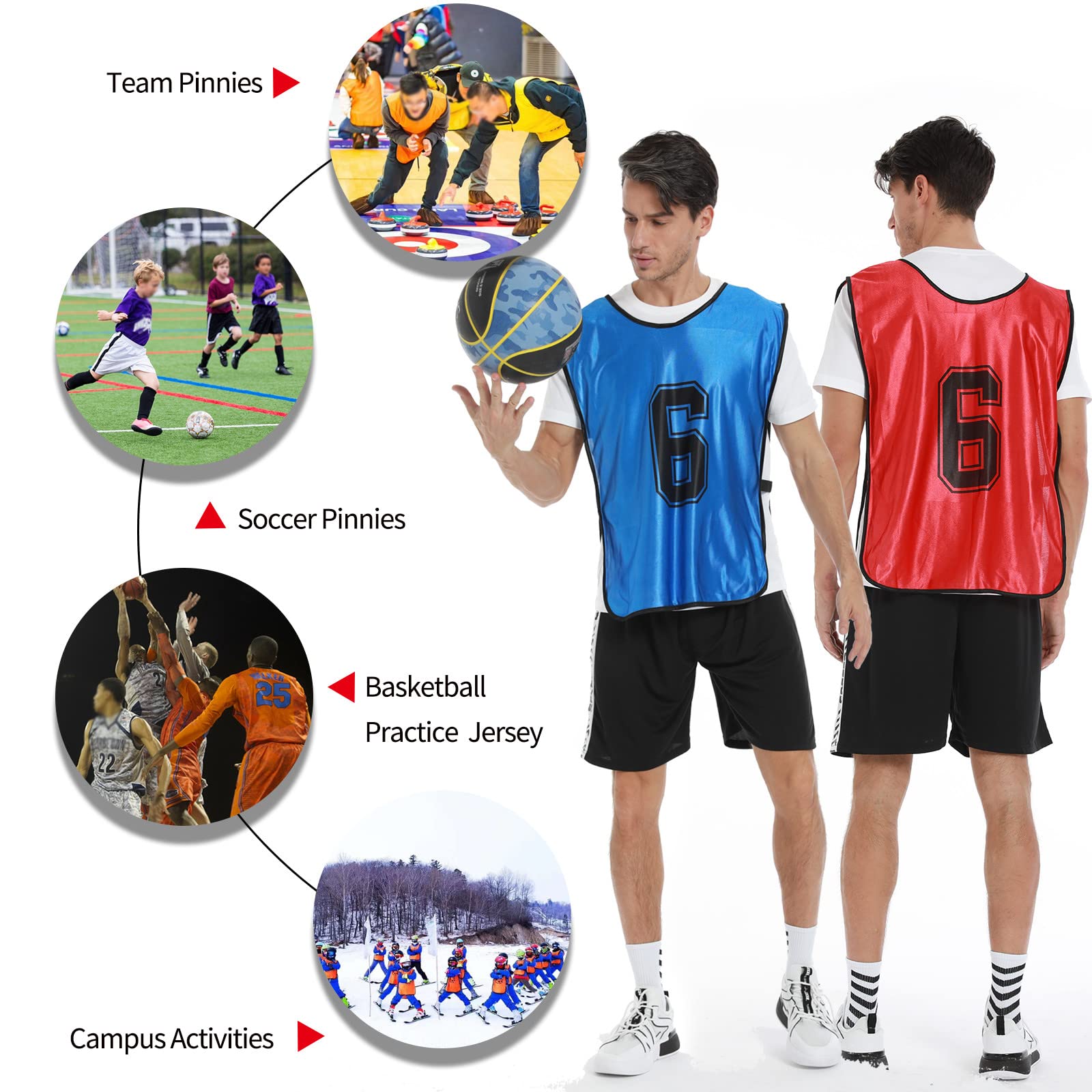 Sports Pinnies - Numbered Practice Vests for Soccer & Basketball - Set of 12 Reversible Training Bibs for Youth & Adult Teams - Perfect for Drills, Scrimmages & Team Identification