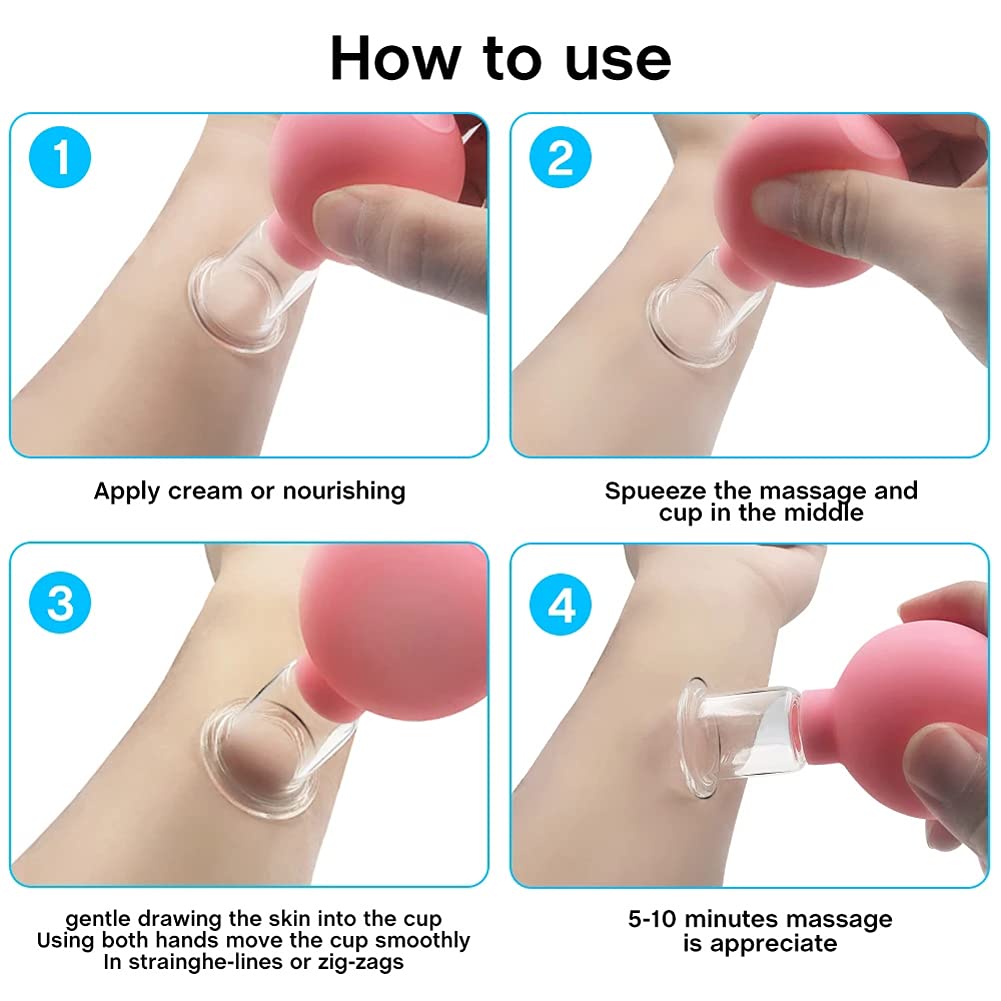 4PCS Mini Glass Face Cupping Massager Set - Facial Vacuum Suction Therapy for Cellulite, Wrinkles & Back Pain Relief - Perfect for Home Spa, Skincare Routine & Relaxation Therapy