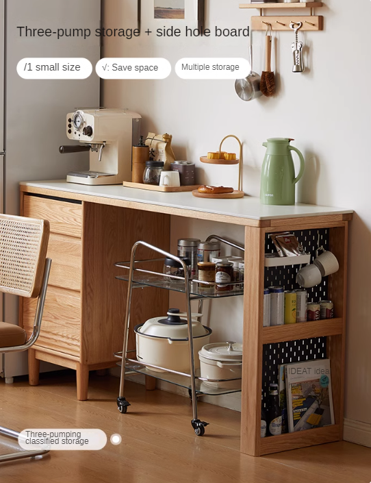 Solid Oak and Ash Wood Modern Rock Board Sideboard - Stylish Storage for Living Room, Dining Room, or Entryway