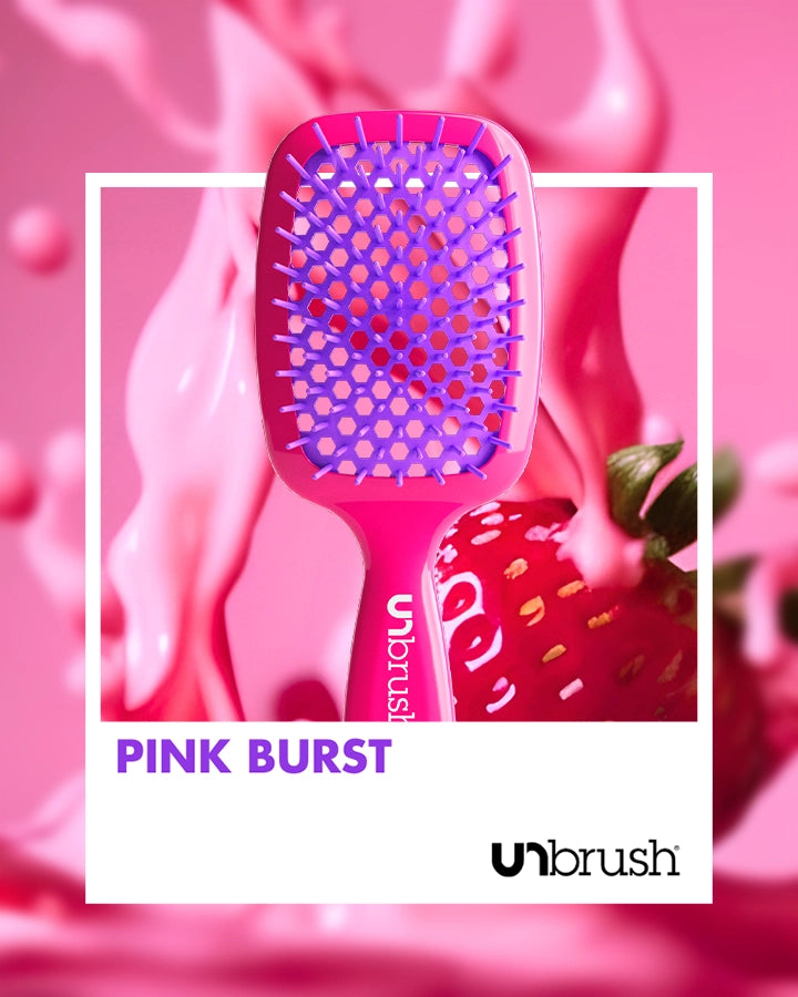 UNbrush Detangling Hair Brush for Women & Kids - Pink Burst | Wet & Dry Hair Brush for Curly, Thick, Long Hair | Pain-Free Knot Remover for Shower, Salon & Travel Use