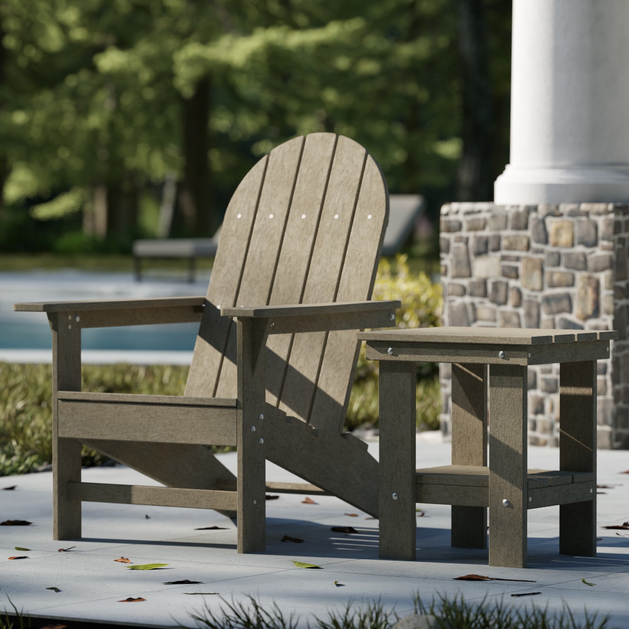 Freedom Modern Adirondack Chair & Side Table Set - Durable Outdoor Patio Furniture for Garden, Poolside, Deck, and Backyard Relaxation