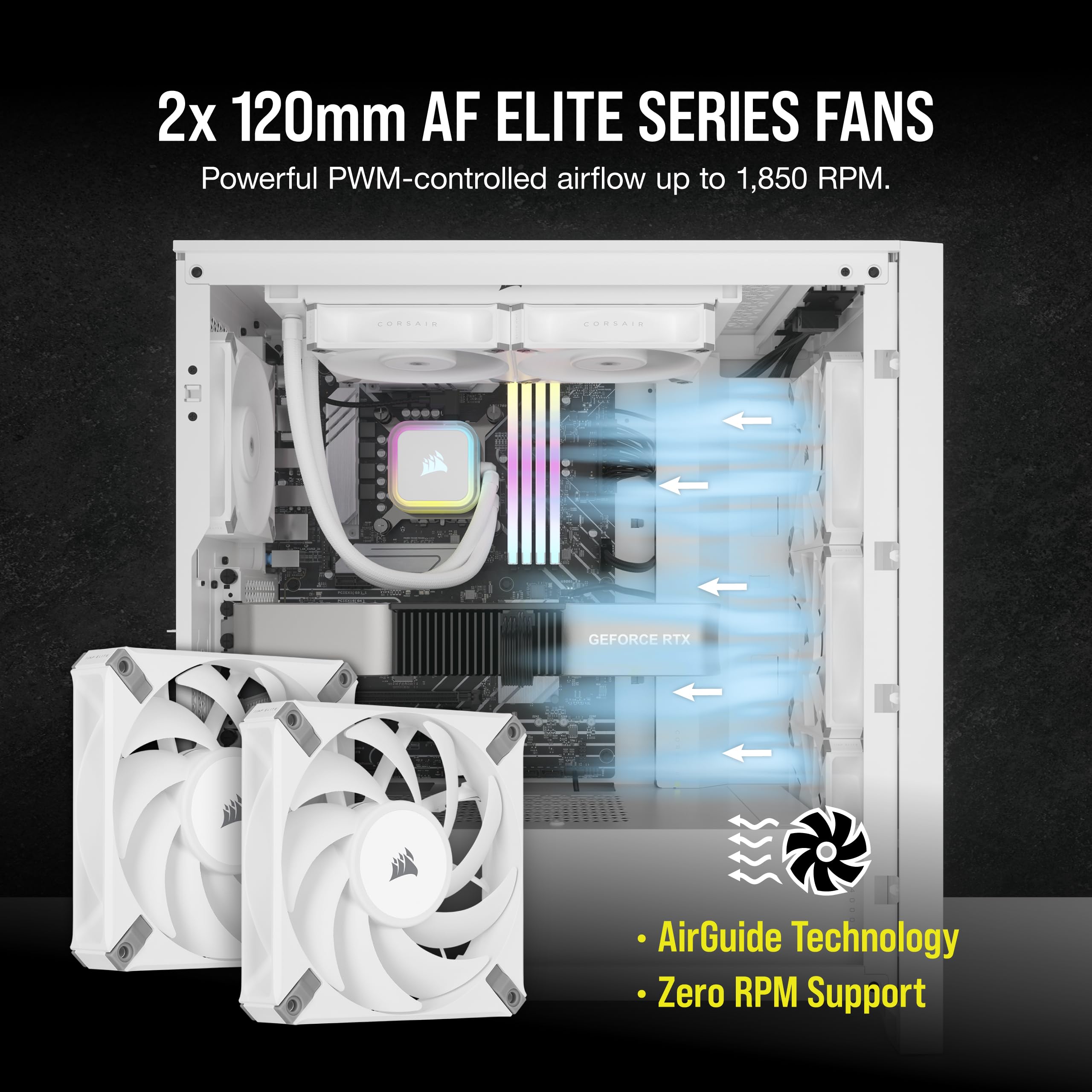 CORSAIR H100i RGB Elite 240mm AIO Liquid CPU Cooler with AF120 Elite PWM Fans - Compatible with Intel LGA 1700/1200/2066 & AMD AM5/AM4 Sockets - White PC Cooling System for Gaming Rigs & High-Performance Computers