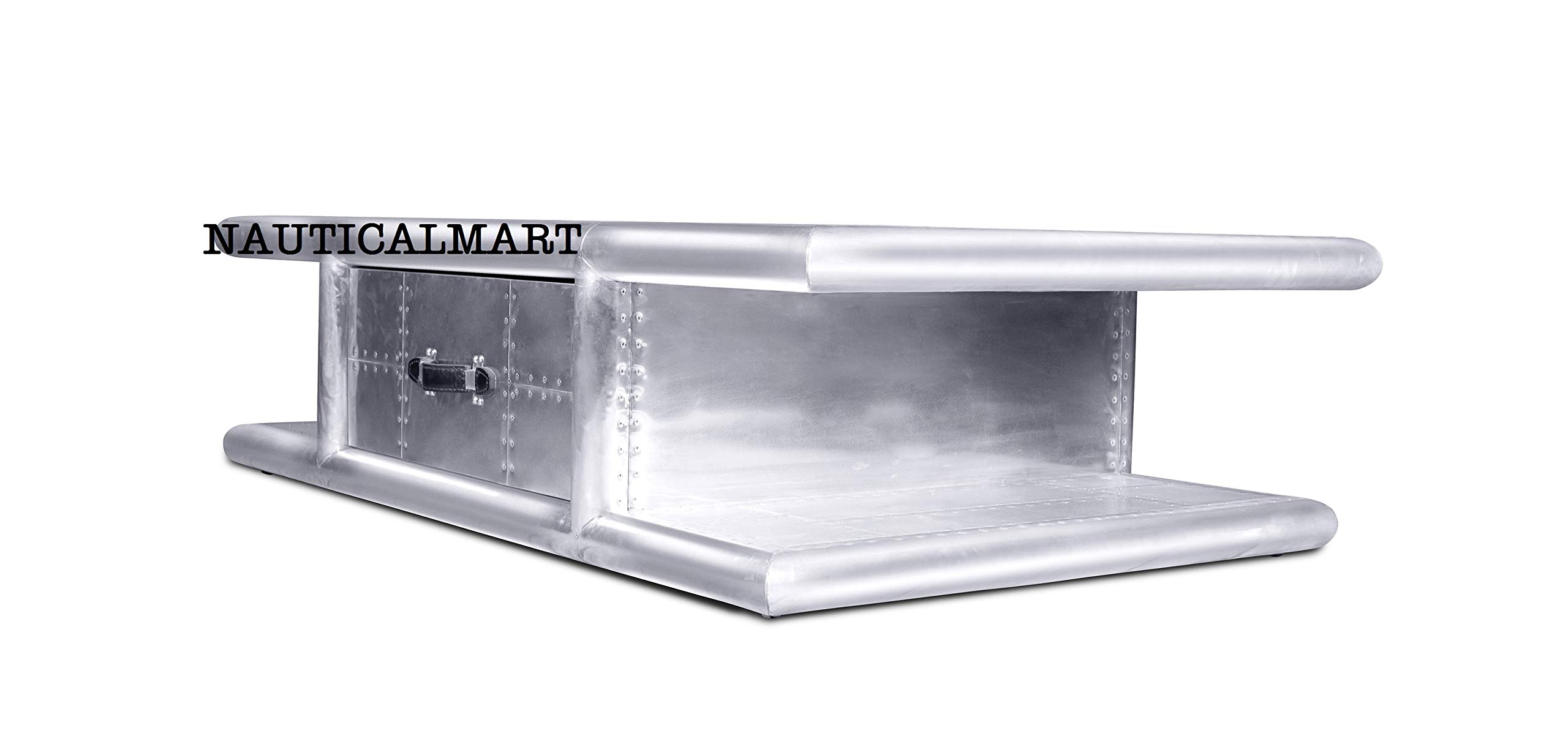 Nautical-Mart Modern Aviator Coffee Table - Aluminum Office Desk for Home & Office Decor - Perfect for Living Room, Study & Workspace Furniture