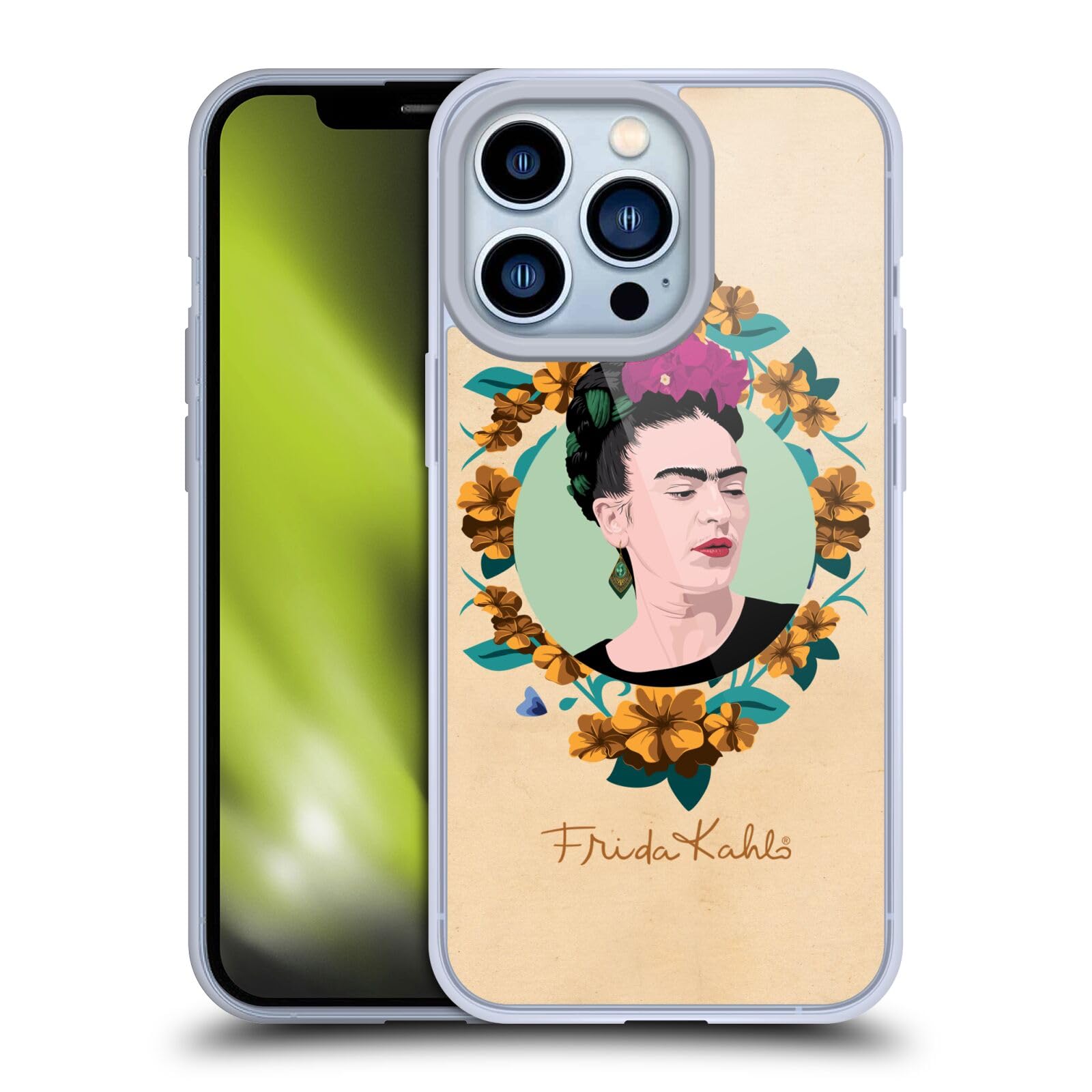 Frida Kahlo Purple Portrait Soft Gel Case for iPhone 13 Pro - Officially Licensed Head Case Designs | Artistic Phone Cover for Women, Gift for Art Lovers, Durable Protection for Daily Use