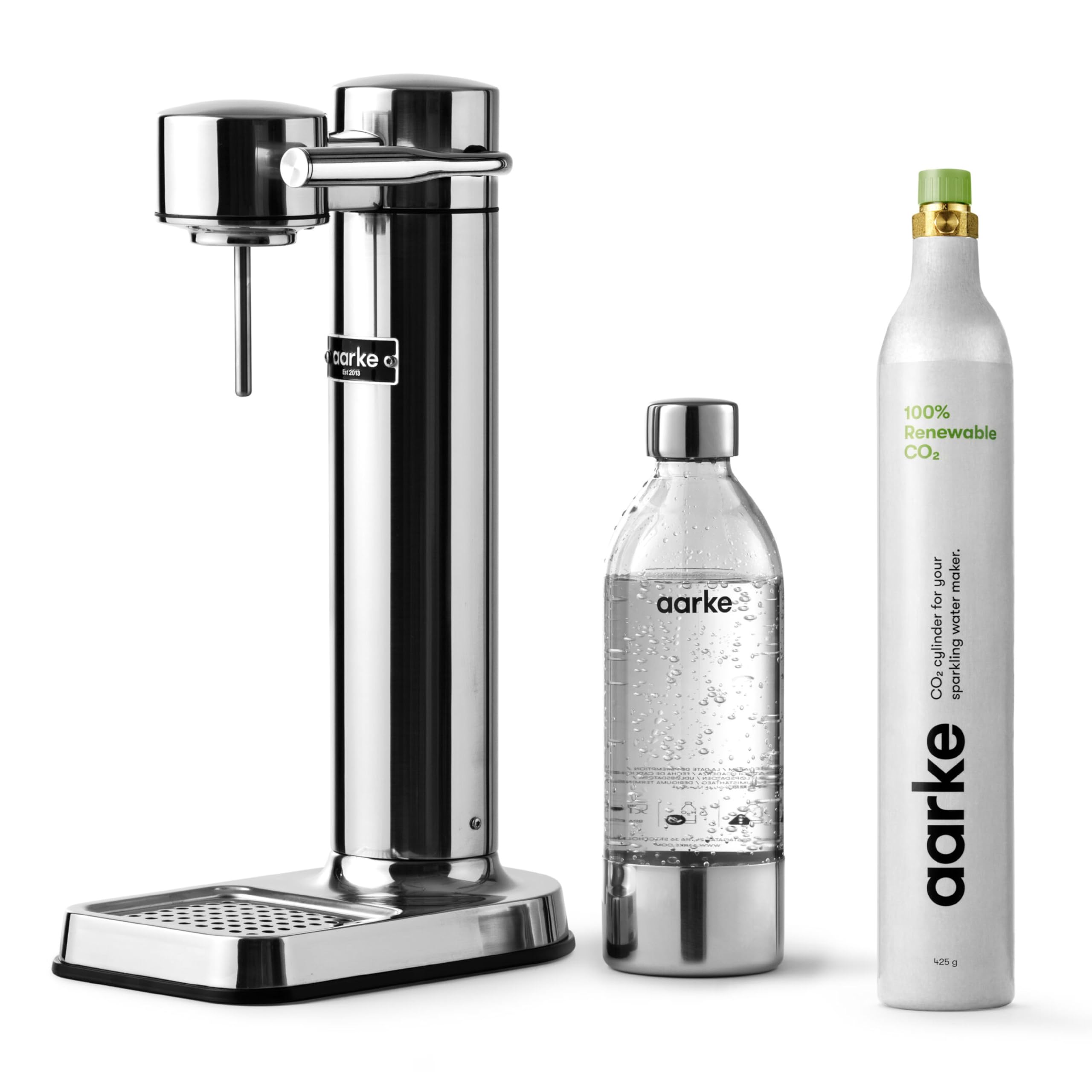 Aarke Carbonator III with CO2 Cylinder - Premium Sparkling Water Maker Machine, Stainless Steel Home Soda Maker with 800mL BPA-Free PET Reusable Bottle for Fresh Carbonated Drinks | Perfect for Kitchen, Office & Home Bar Use
