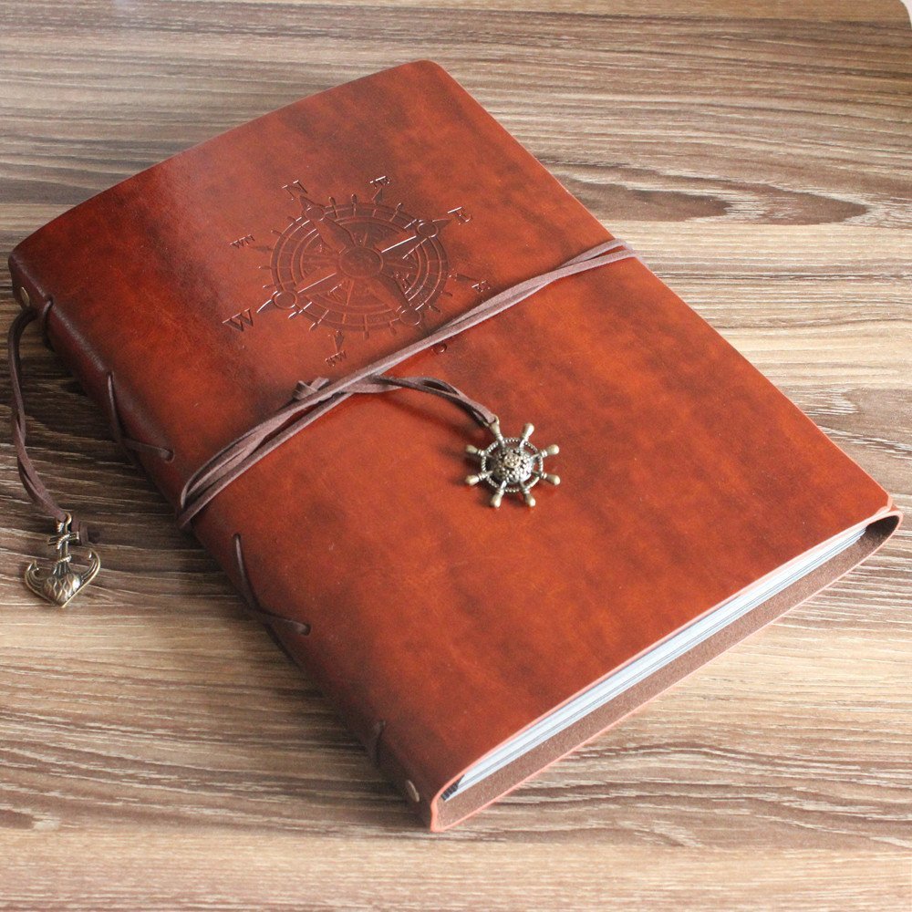 Pirate Theme DIY Scrapbook Album - Handmade Leatherette Cover with Self-Adhesive Pages for Photo Memories (Brown) | Perfect for Kids' Crafts, Family Keepsakes & Creative Scrapbooking Projects