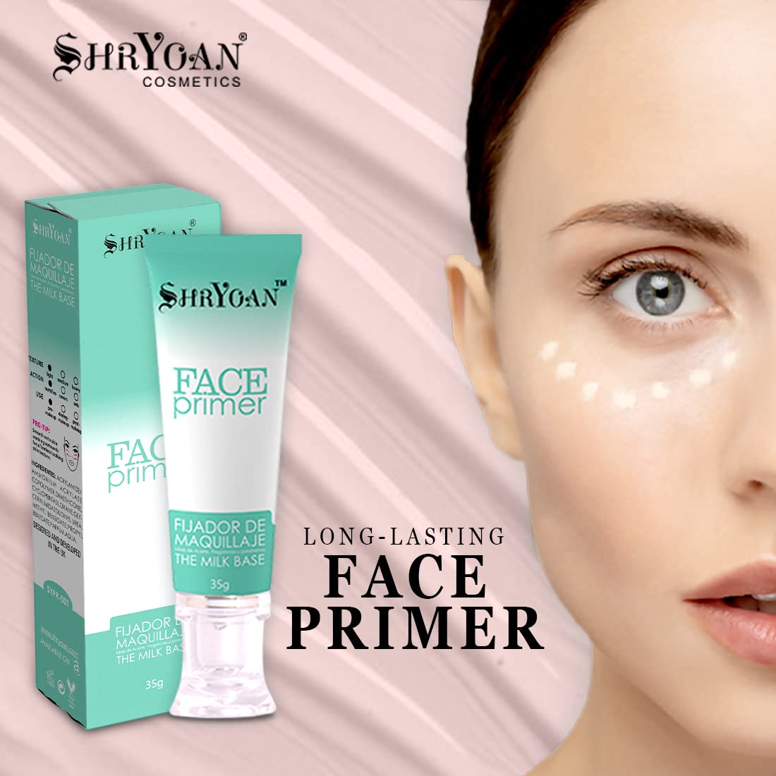 Shryoan Premium Milk Base Face Primer - 35g Hydrating Makeup Base for Flawless Skin | Perfect for Daily Use, Special Occasions & Photography Makeup