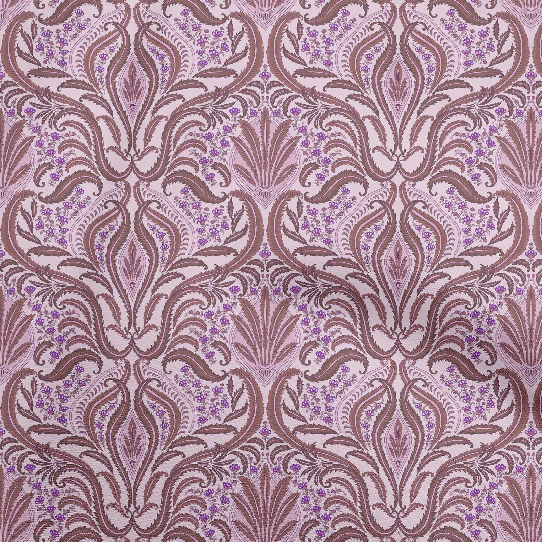 oneOone 100% Cotton Jersey Pink Asian Traditional Floral Print Fabric by The Yard - 58 Inch Wide Soft Knit Material for DIY Dresses, Skirts & Home Decor Projects