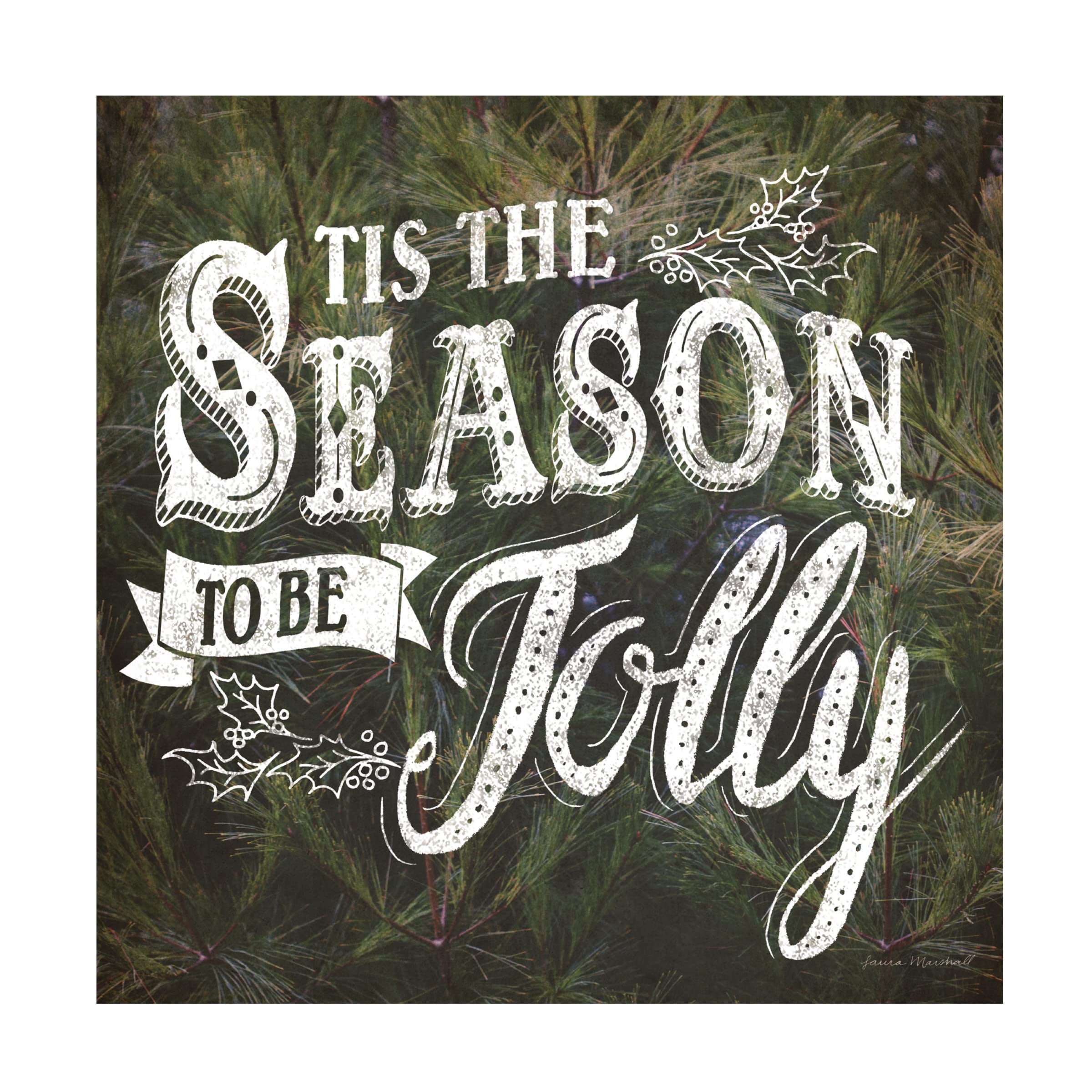 Trademark Fine Art 'Tis the Season' Canvas Wall Art by Laura Marshall - Perfect for Christmas Home Decor, Holiday Gifts & Festive Living Room Wall Decorations