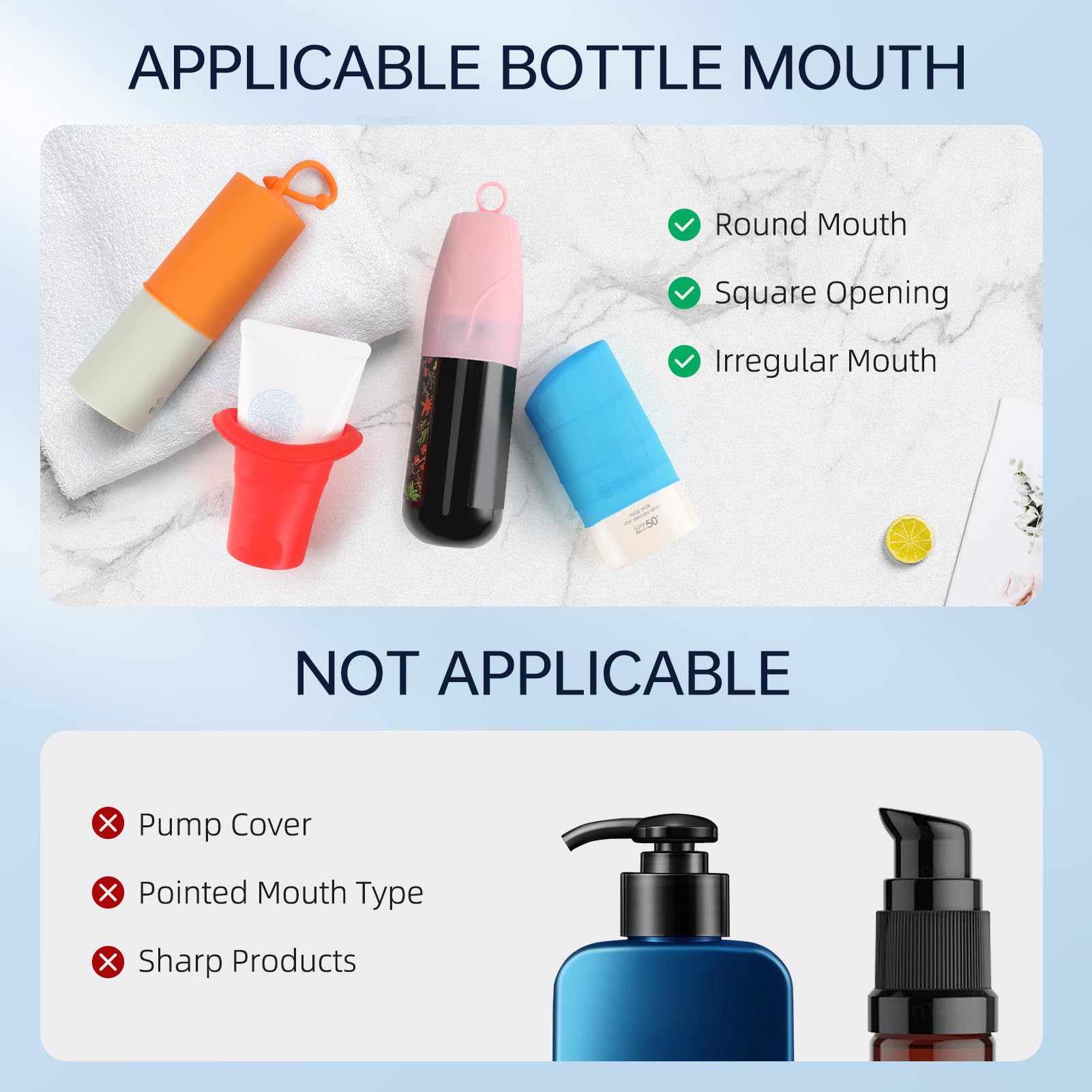 FlyCoco 16-Piece Silicone Elastic Sleeve Covers for Leak-Proof Travel Bottles - Reusable Toiletries Protectors for Women & Men - Perfect for Carry-On Luggage, Cruise Ships, and Airplane Travel Essentials