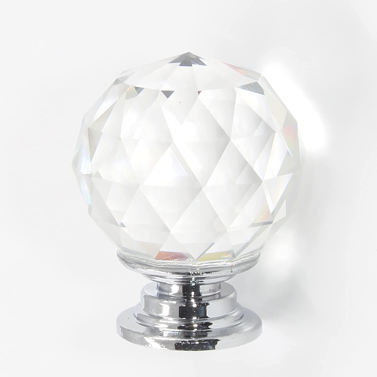 Uenhoy 6-Pack 1.2 Inch Clear Round Diamond Crystal Cabinet Knobs - Premium Drawer Pulls for Kitchen Cabinets, Wardrobes, Dressers & Furniture (Perfect for Home Renovation & DIY Projects)