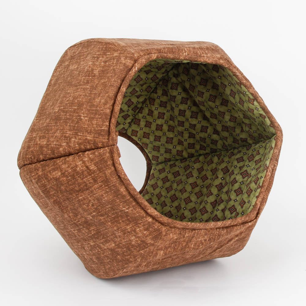 Cozy Cat Ball Bed for Indoor Cats - Soft & Warm Pet Bed in Brown/Avocado - Perfect for Napping, Lounging & Playtime in Living Room or Bedroom