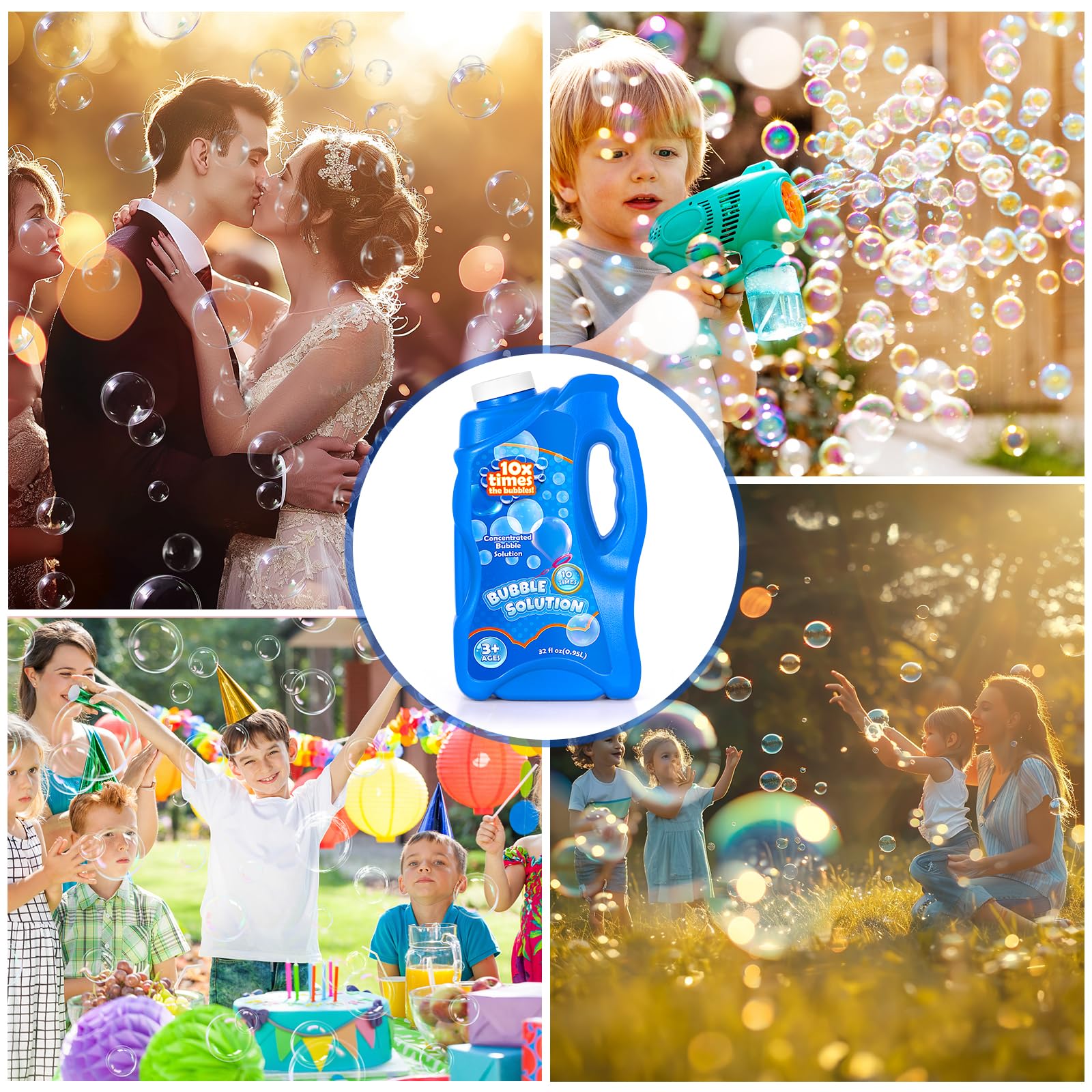 32 oz Bubble Solution Refills - Concentrated Bubble Liquid for Bubble Machines, Bubble Guns, Wands & Mowers | Perfect for Kids' Parties, Outdoor Play & Birthday Celebrations