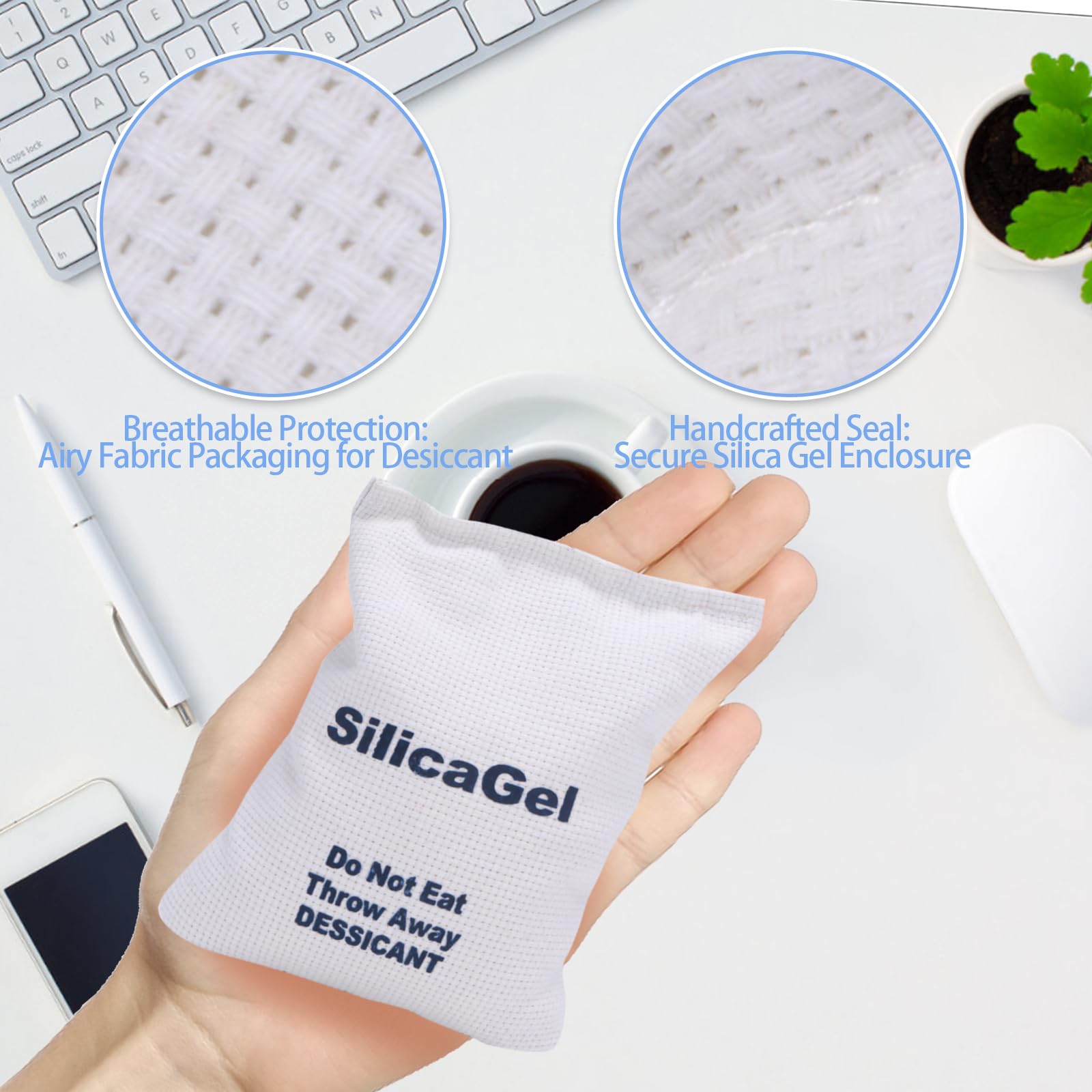 2 x 500 Gram (2.2 lbs) Rechargeable Silica Gel Desiccant Packs - Moisture Absorbers for Storage Safe, Closet, Gun Safe, Camera Equipment & Electronics - Reusable Dehumidifier for Moisture Control & Protection