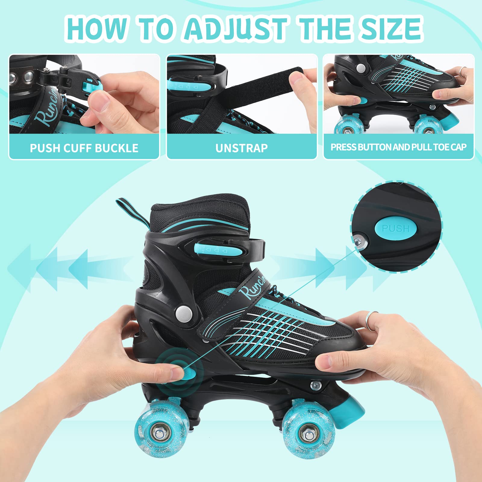 Adjustable Kids Roller Skates for Boys & Girls | Light-Up Wheels Beginner Rollerblades for Toddlers | Perfect for Birthday Gifts, Outdoor Play & Learning to Skate