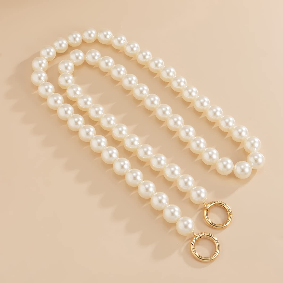Wiwpar Long Pearl Handbag Chain Strap - Adjustable Shoulder & Crossbody Purse Replacement Strap with Buckles - Perfect for Evening Bags, Clutches & Designer Handbag Accessories