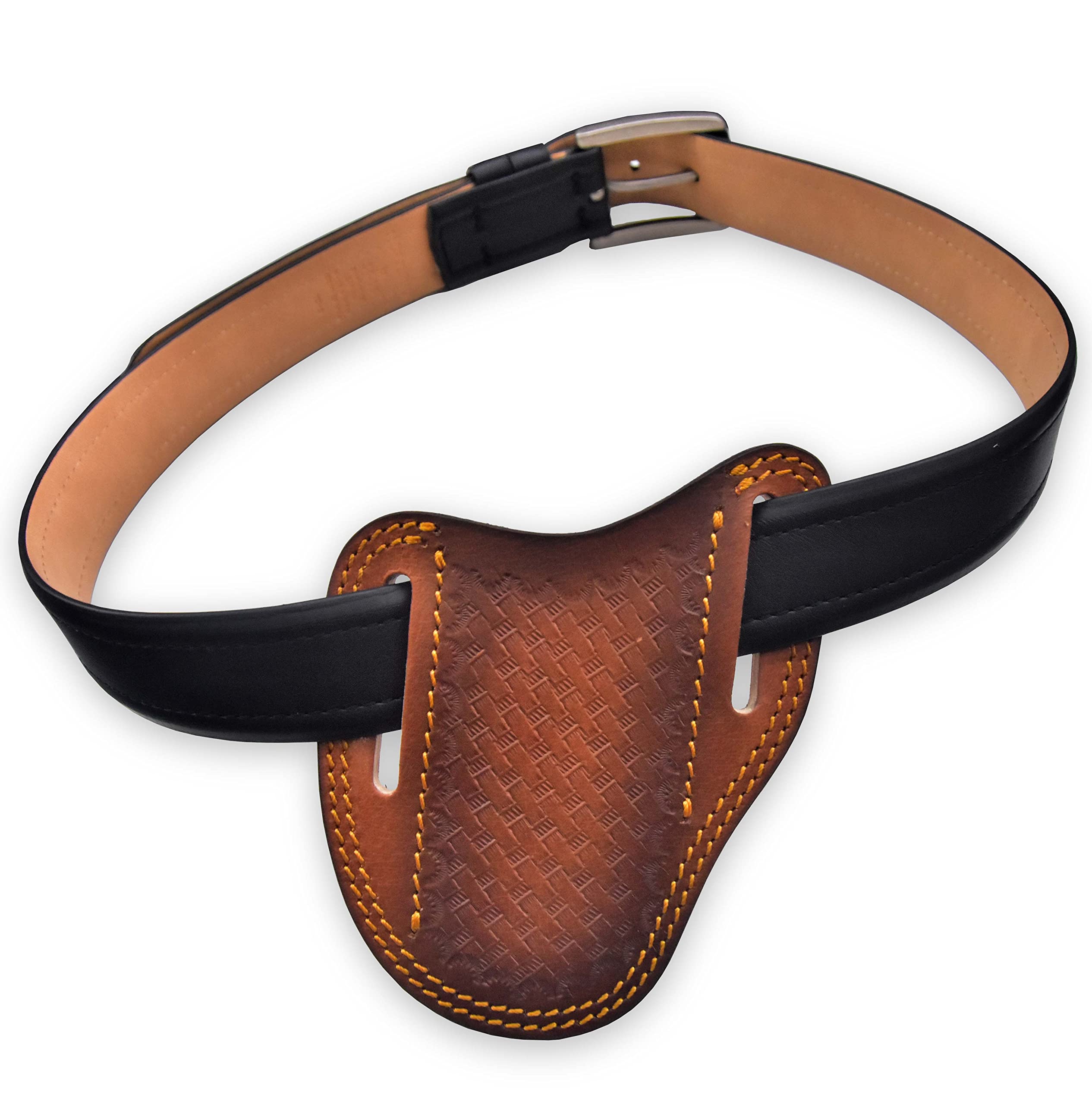 Custom Leather Sheath for Trapper & Hunting Knives - 100% Real Leather Slanted Pancake Design with Tan Both Side Carry | Durable Cover for Hercules Knives | Perfect for Outdoor Adventures, Camping & Bushcraft
