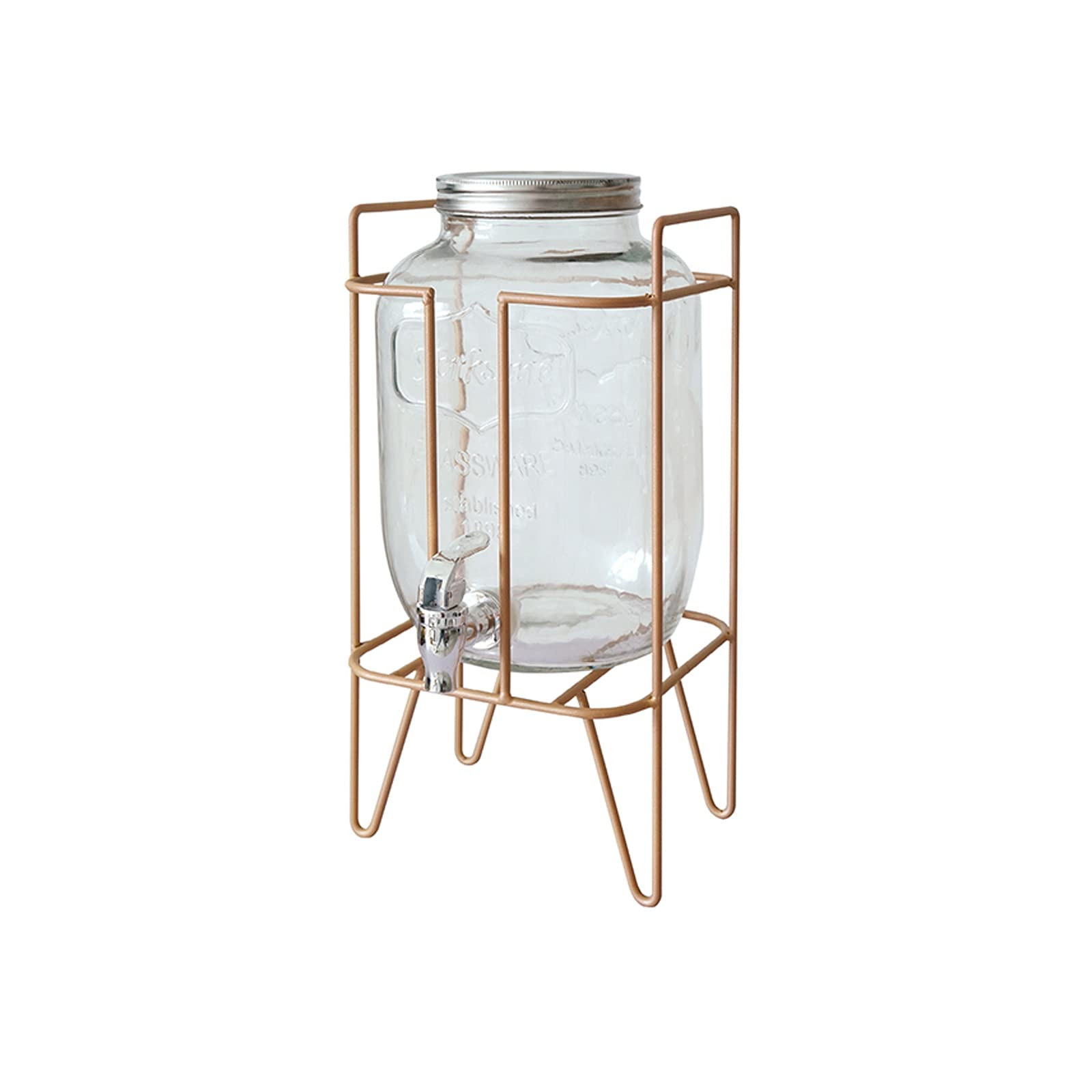 135oz Glass Water Carafe with Faucet & Base - Large Capacity Beverage Dispenser for Family Gatherings, Birthday Parties, Hotels - Perfect for Home, Office & Events (Champagne Color)