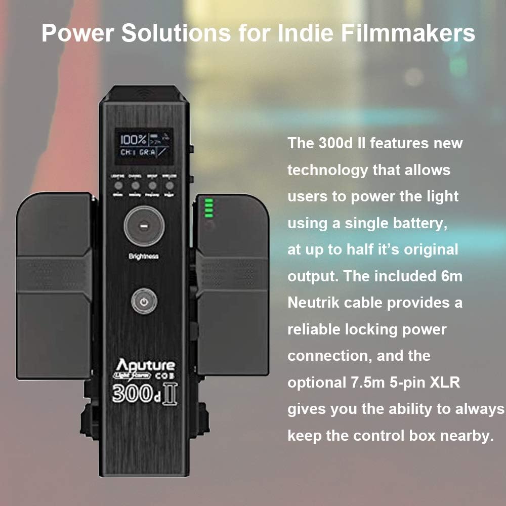 Aputure LS C300D Mark II 350W COB LED Video Light - 55000 Lux Daylight Balanced, CRI97+ TLCI97+, V-Mount Battery, 8 Built-in Effects - Perfect for Film Production, Photography, and Studio Lighting with Sidus Link App & 100m Wireless Control