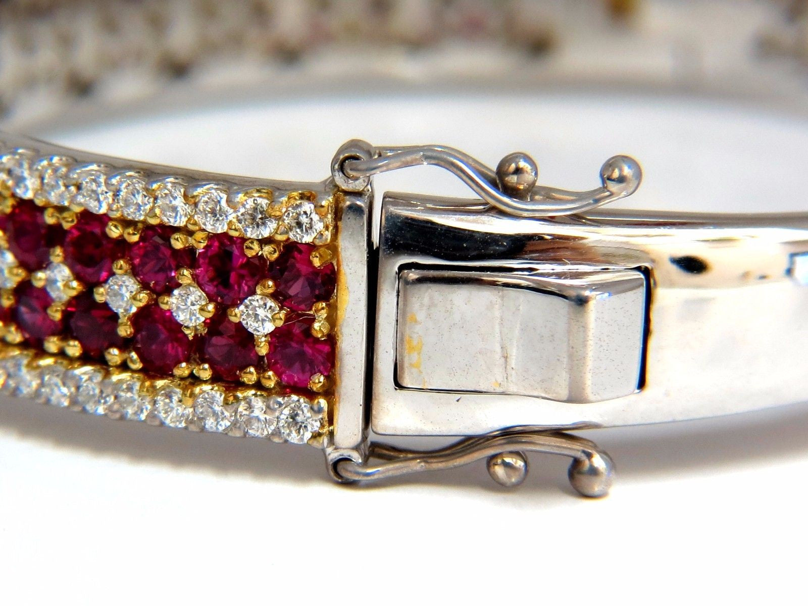 8.00ct Natural Round Cut Ruby & Diamond Bangle Bracelet in 14K Gold - Elegant Jewelry for Weddings, Anniversaries & Special Occasions