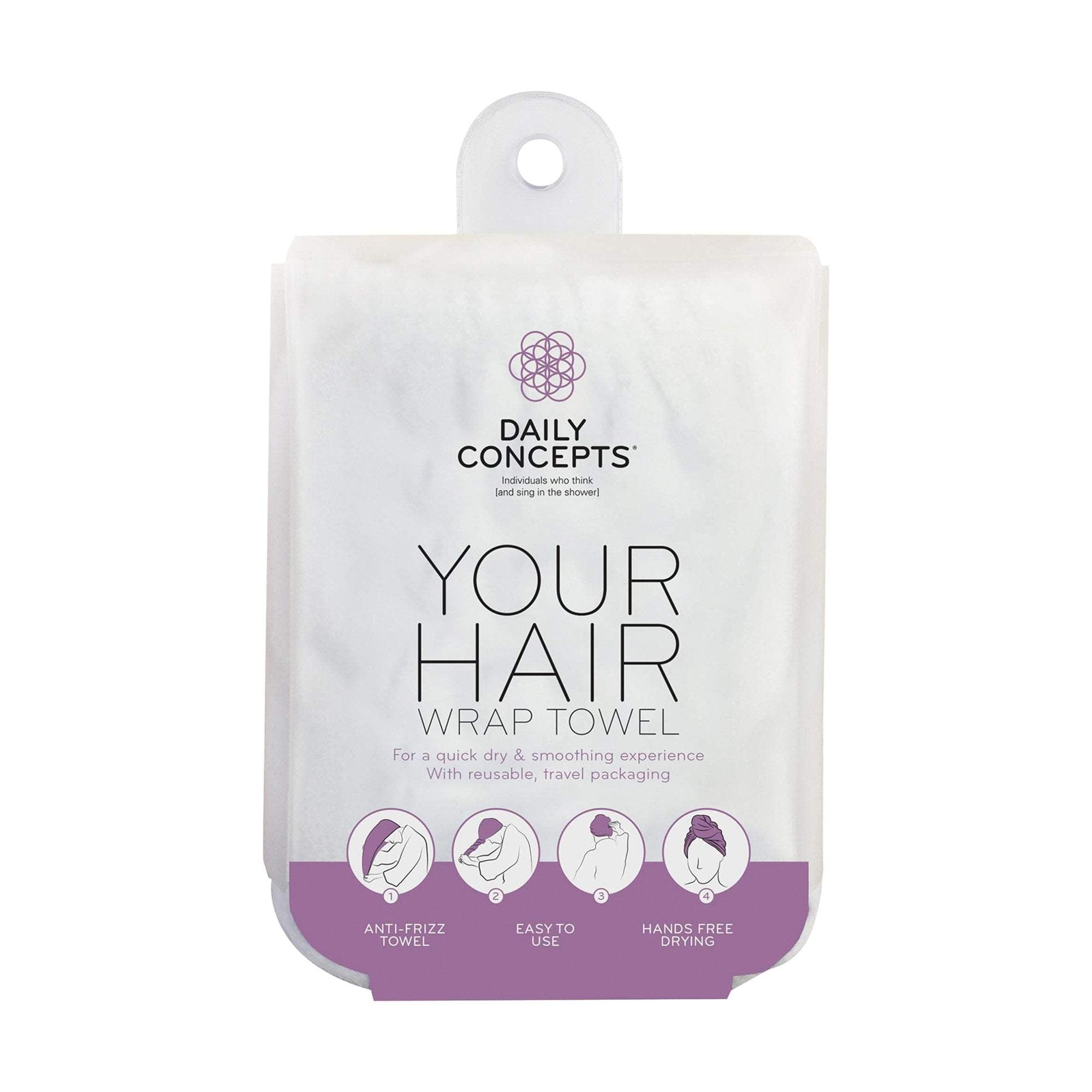 Daily Concepts Microfiber Hair Towel Wrap - Super Absorbent, Soft & Gentle for Wet Hair - Perfect for Post-Shower, Salon, Spa & Travel Use